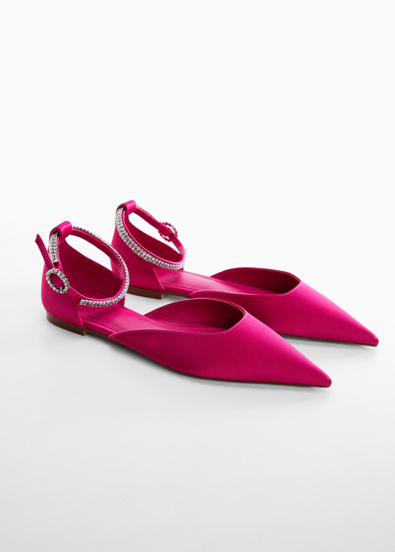 Zapato satinado pulsera strass - Plano medio