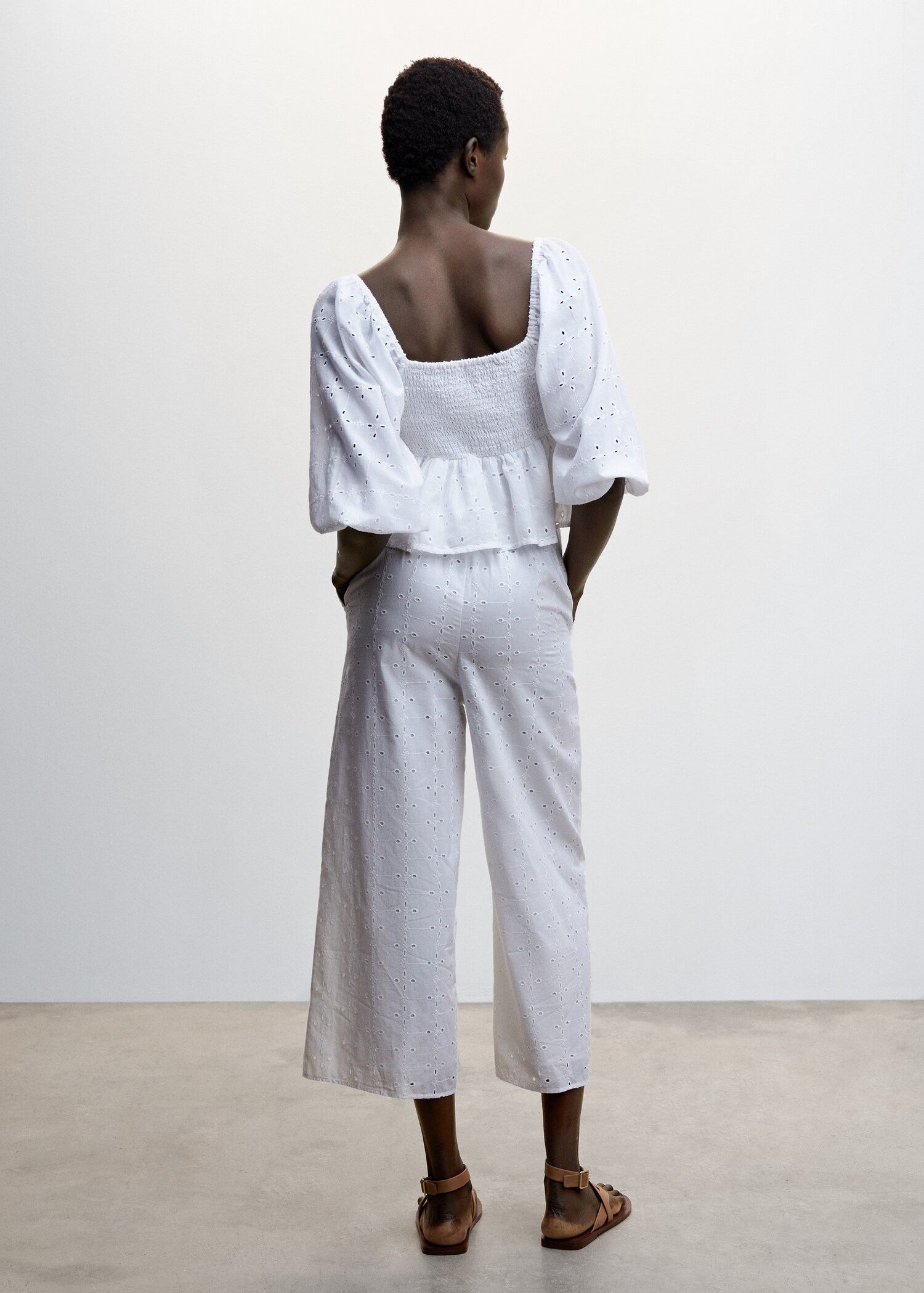 Embroidered cotton trousers - Reverse of the article