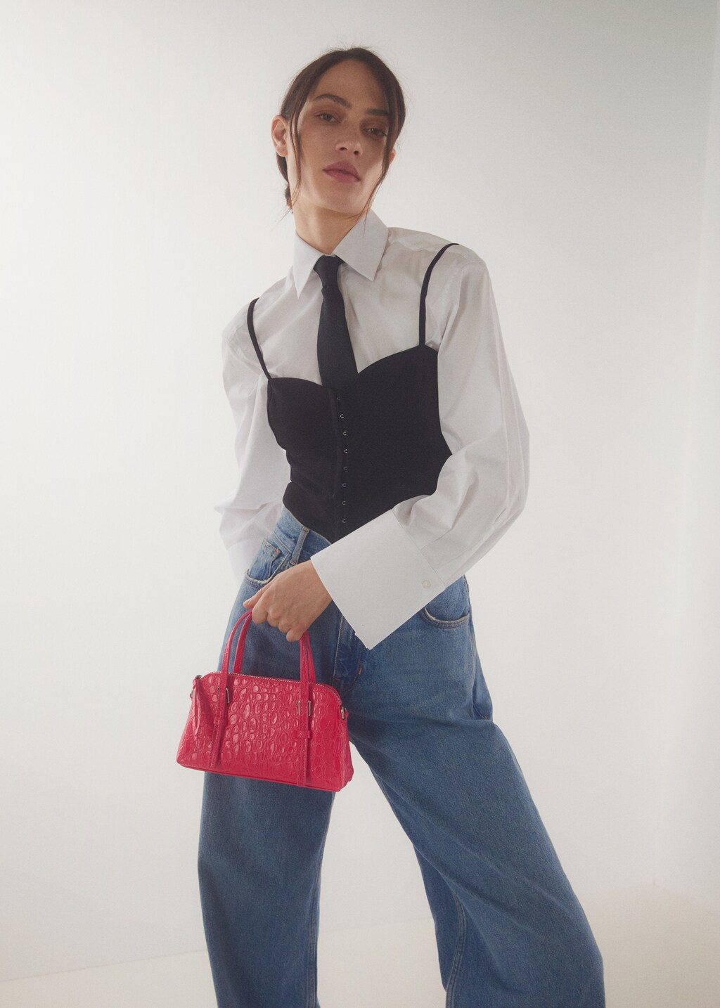 Bolso doble asa efecto cocodrilo Mujer MANGO Peru