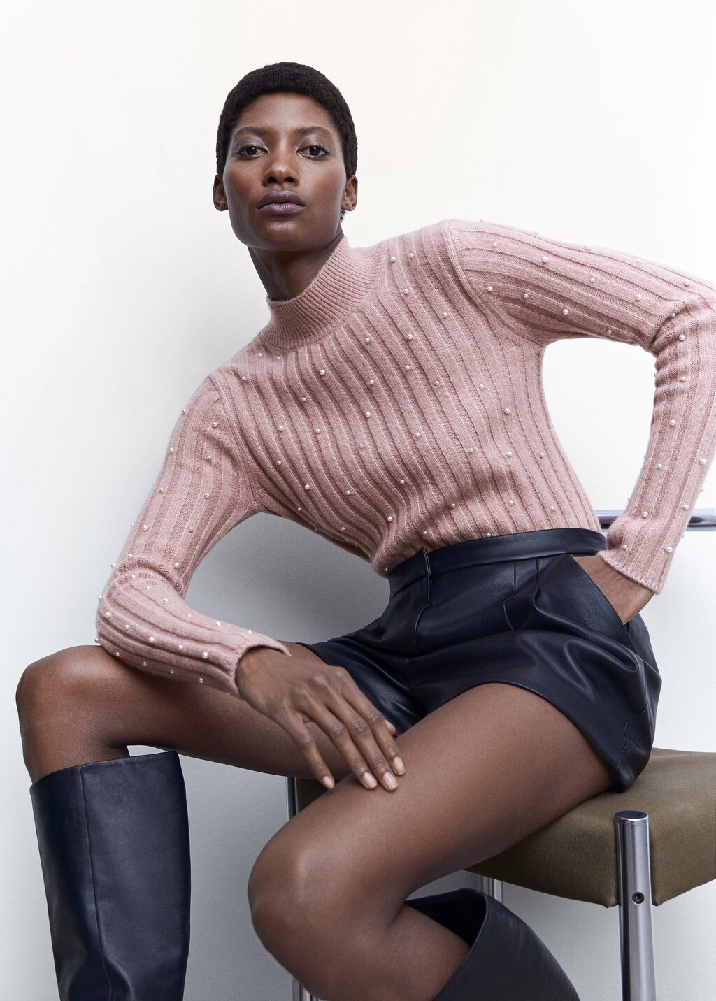 Pearl turtleneck sweater Women MANGO China