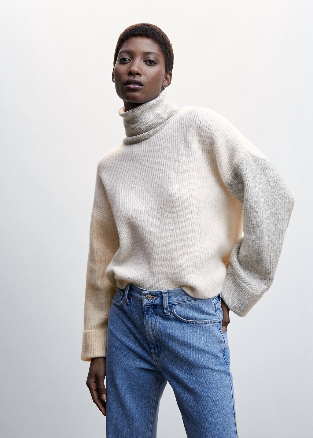 Combined panel knit sweater - Women | MANGO Moldova