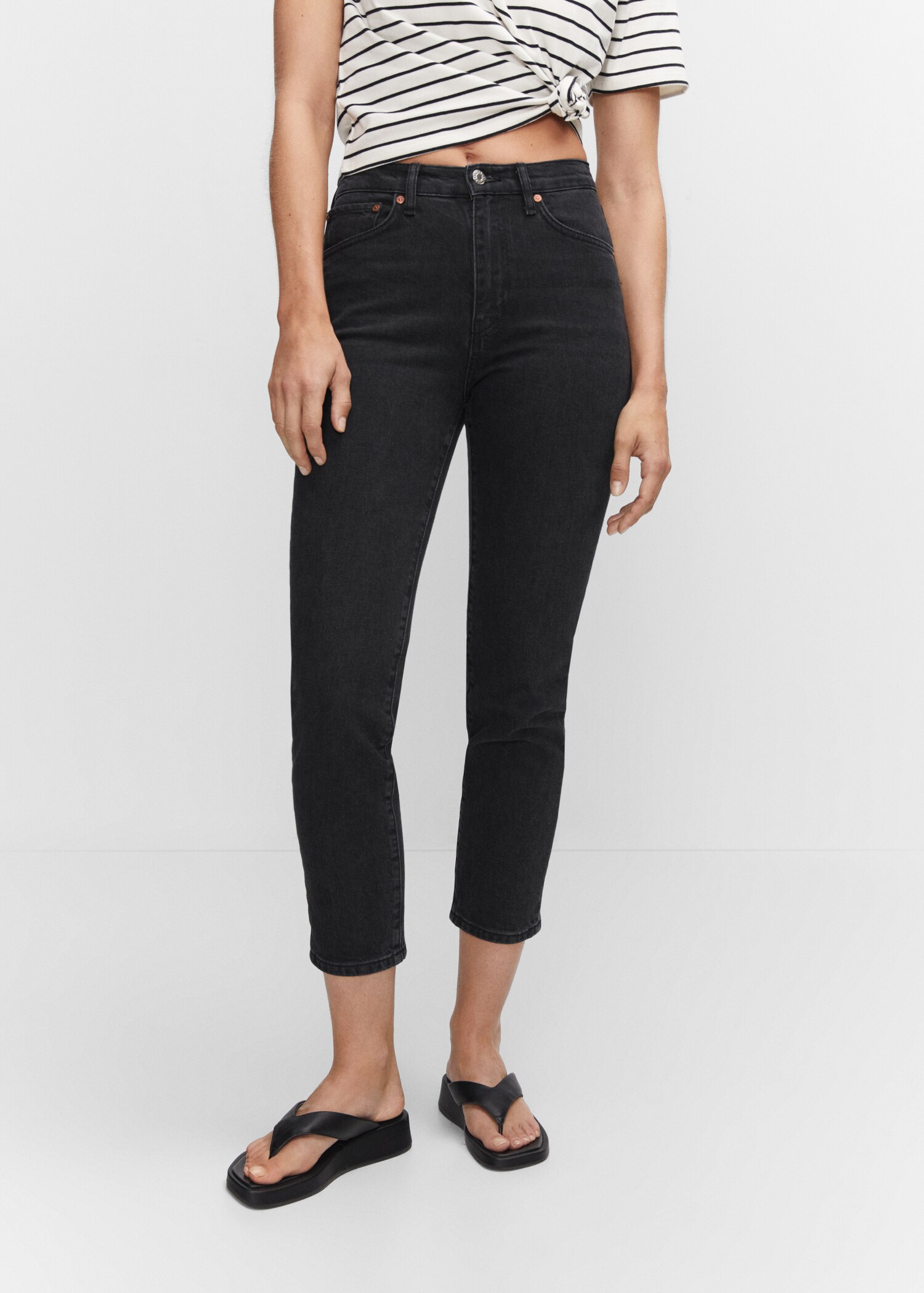 Jeans slim crop - Plano medio