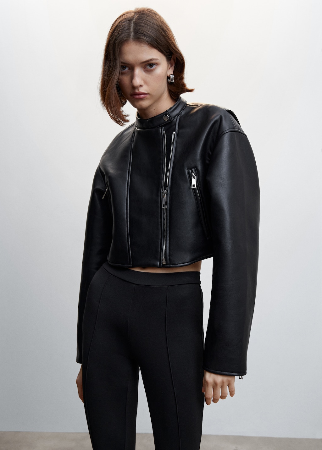 Faux leather biker jacket Women MANGO Azerbaijan
