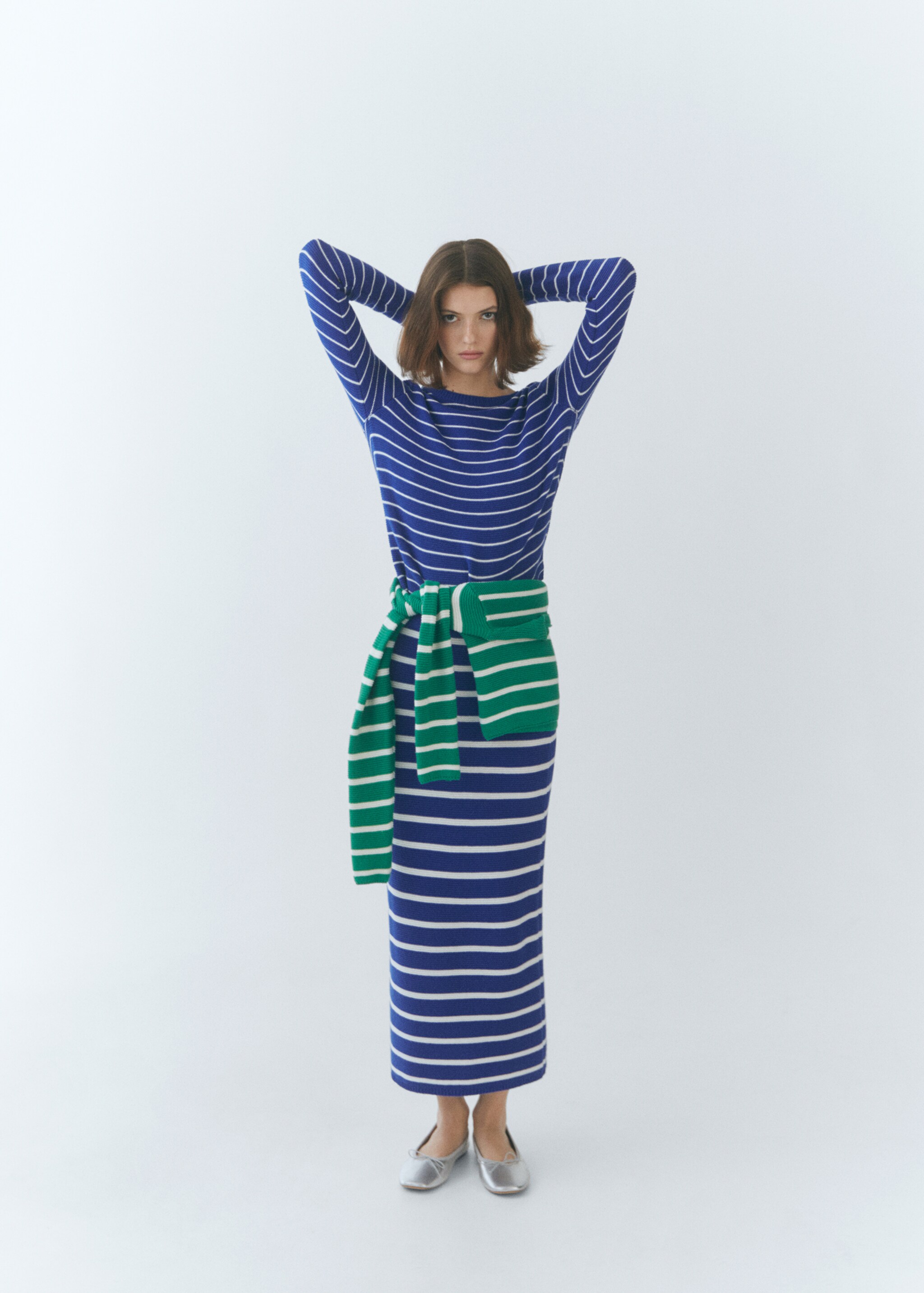 Striped knitted skirt - Details of the article 7, Vibrant blue. Ref: 47034016-00.