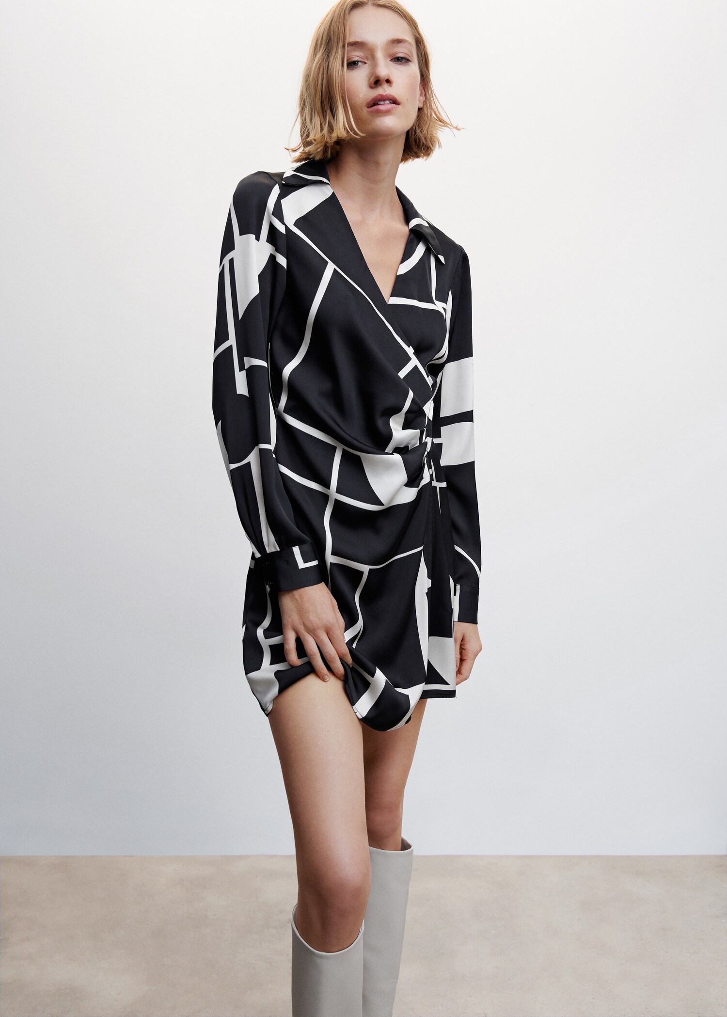 Printed satin dress - Medium plane