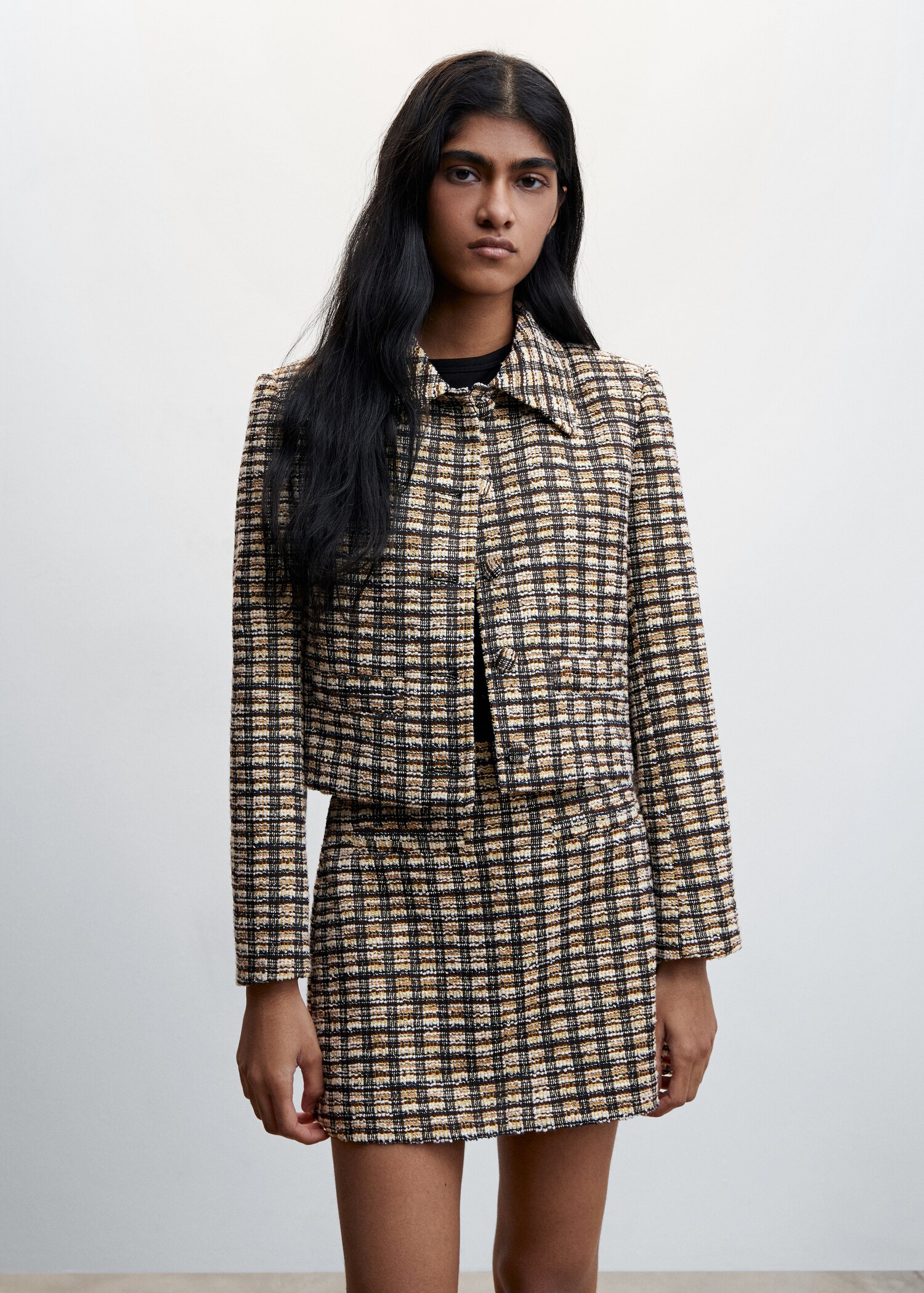 Veste tweed à carreaux - Plan moyen