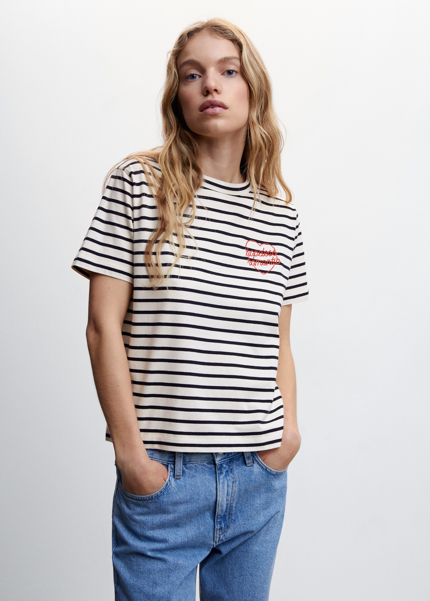 Camiseta rayas estampada - Plano medio