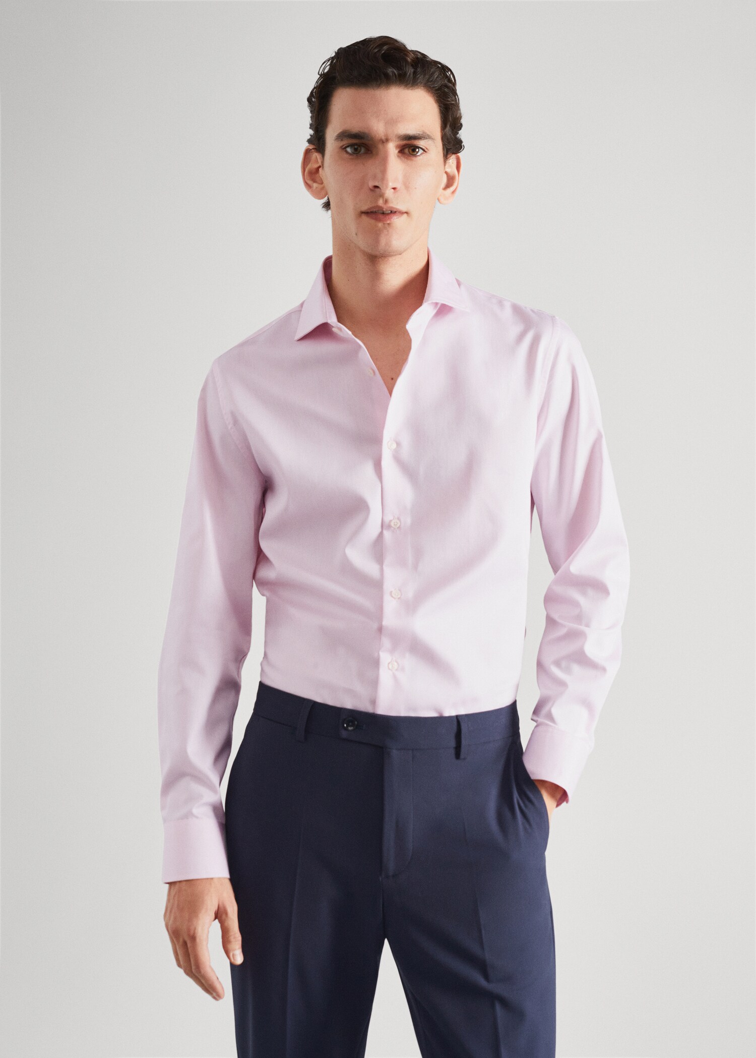 Gestructureerd slim fit overhemd - Middenvlak