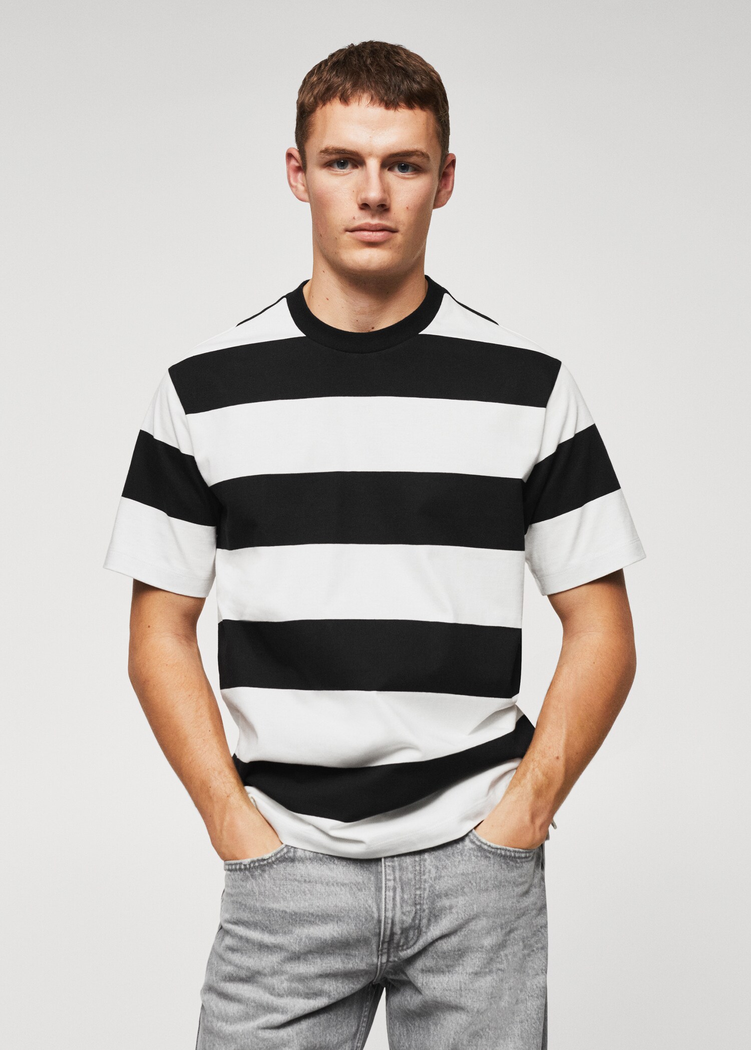 Striped cotton T-shirt - Medium plane