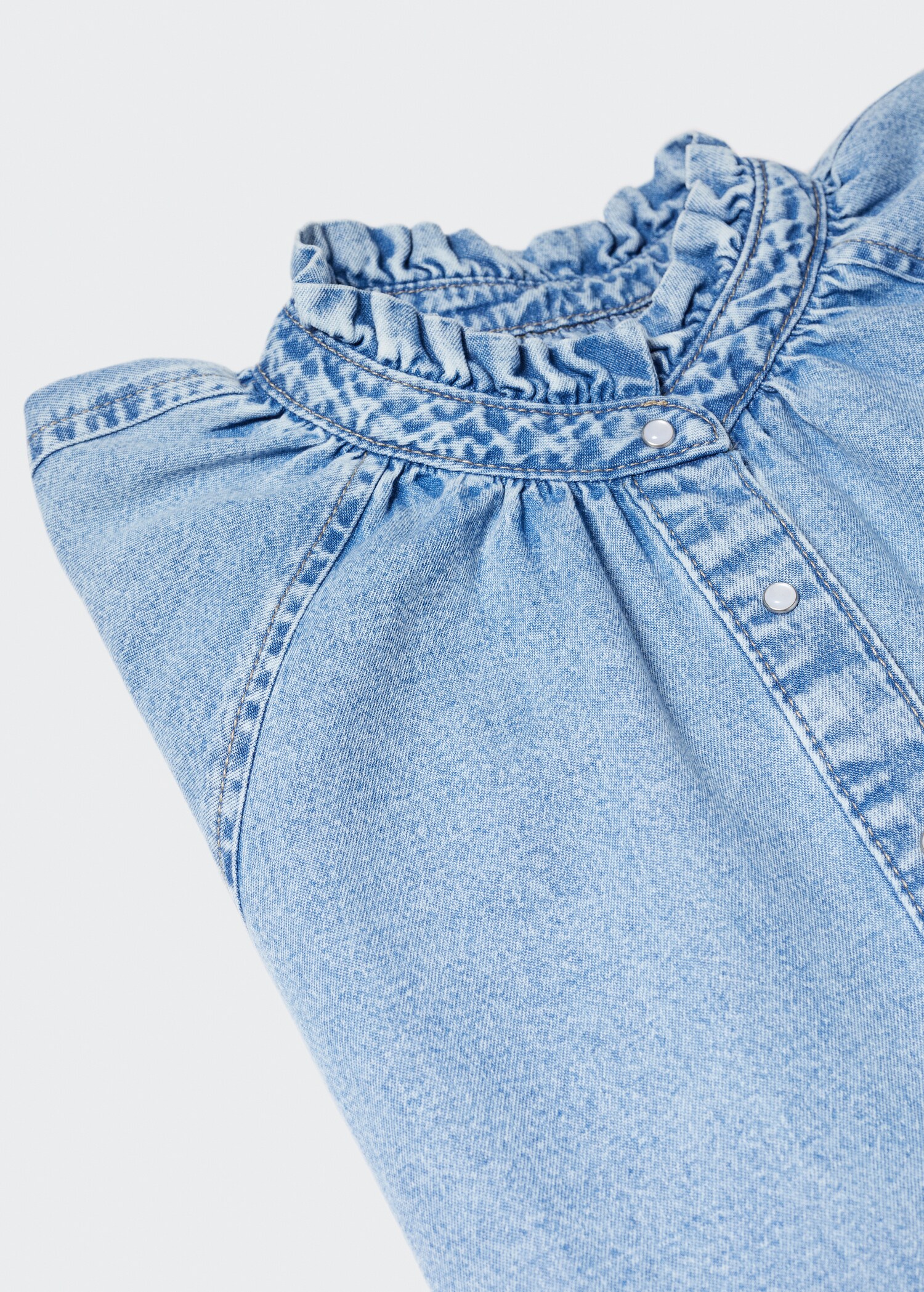 Πουκάμισο denim φουσκωτό μανίκι - Λεπτομέρεια του προϊόντος 8