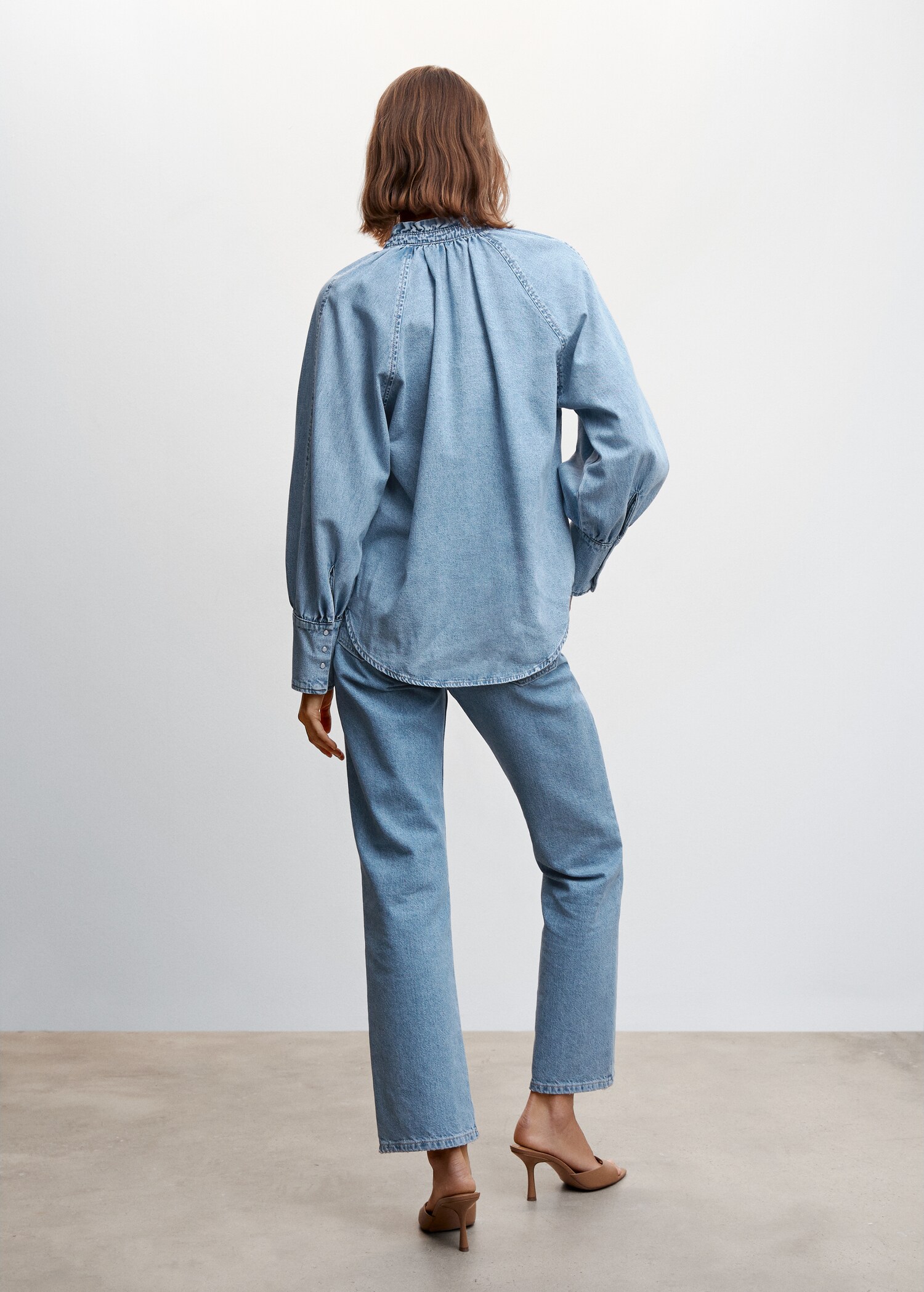 Πουκάμισο denim φουσκωτό μανίκι - Πίσω όψη προϊόντος