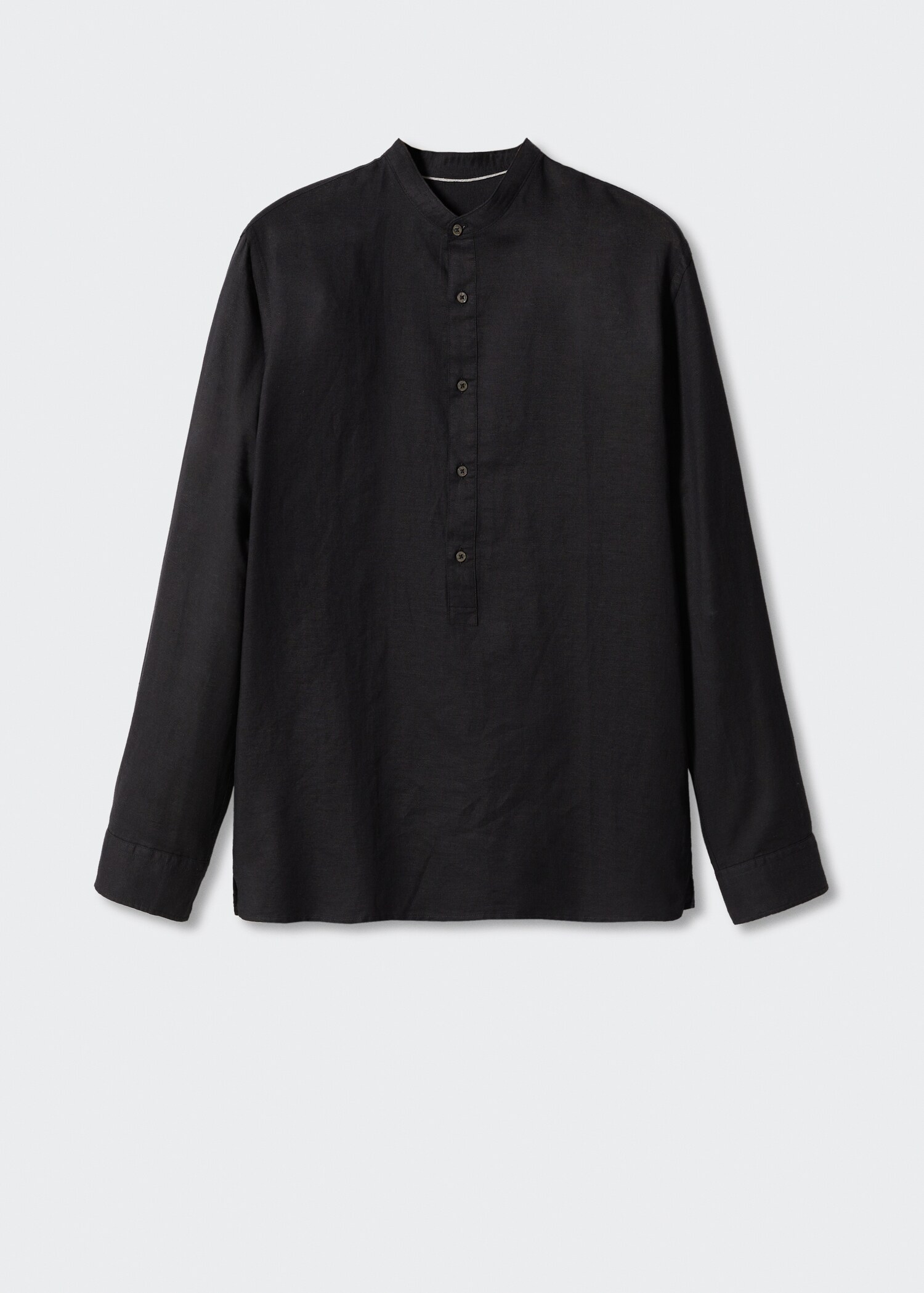 Regular-fit Mao-collar linen shirt - Article without model