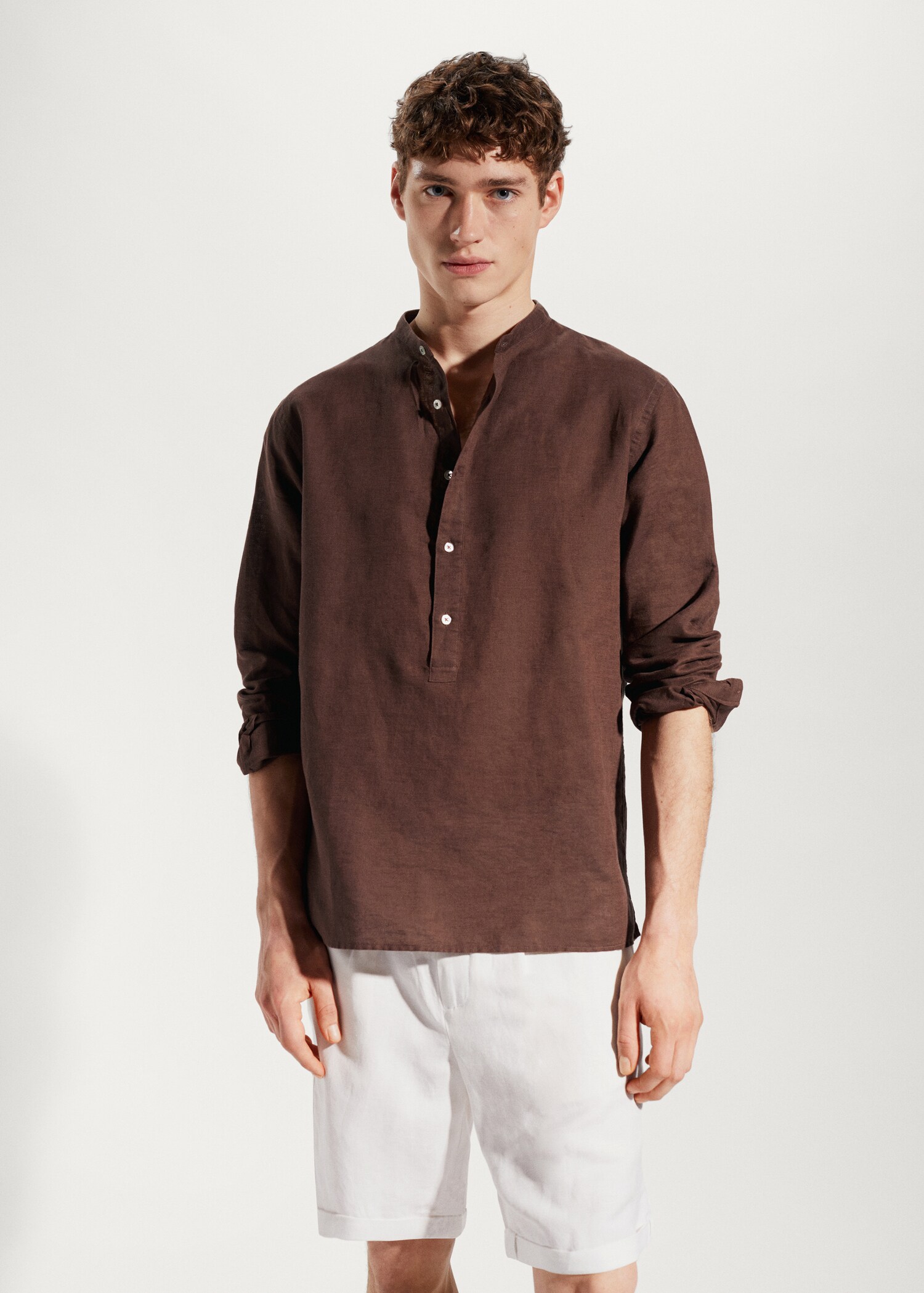 Chemise lin regular-fit col mao - Plan moyen