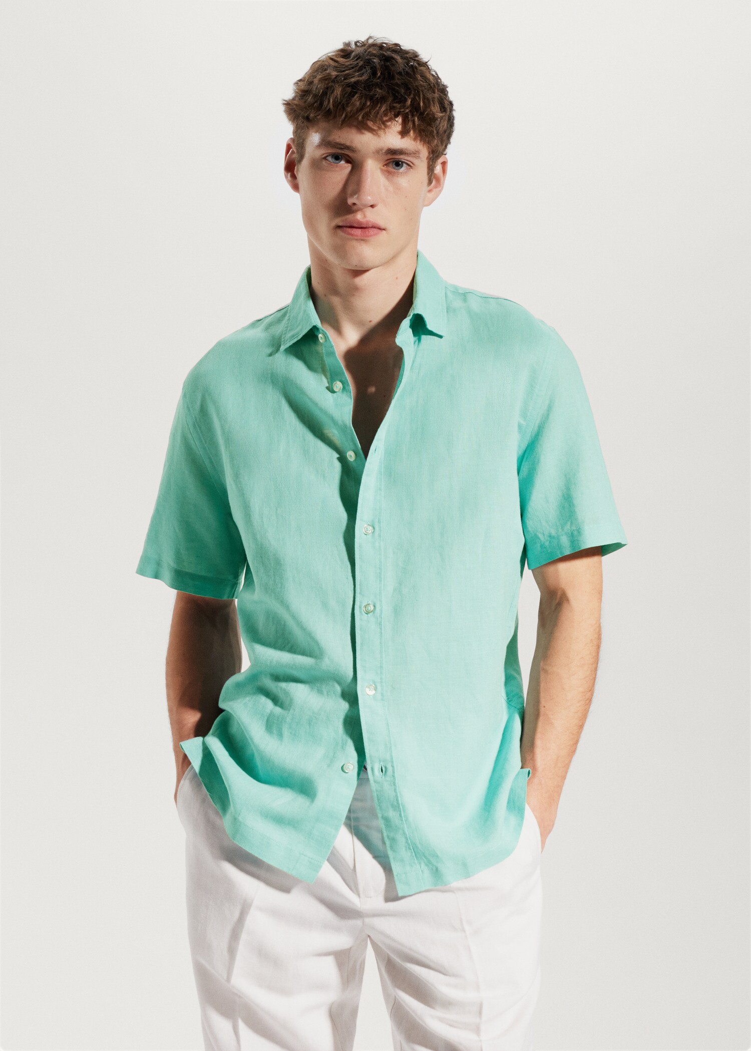 100% linen short sleeve shirt - Medium plane