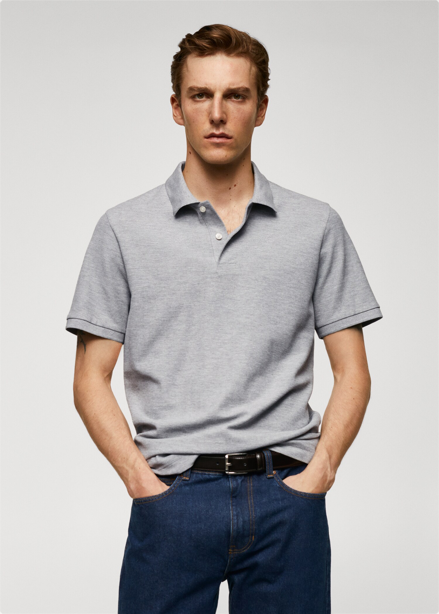 Tricou polo din bumbac piqué - Plan mediu