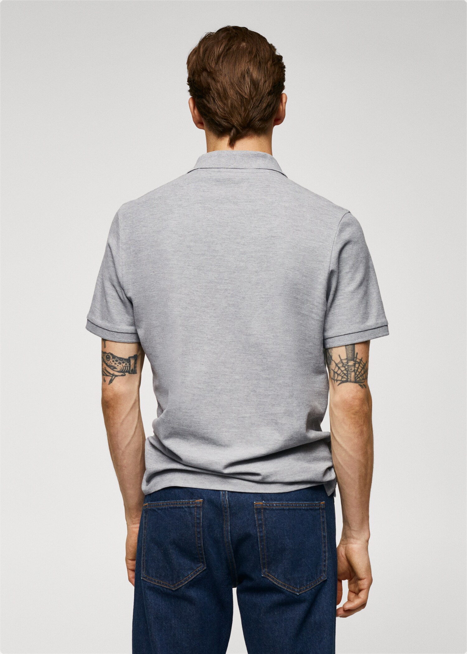 Tricou polo din bumbac piqué - Spatele articolului