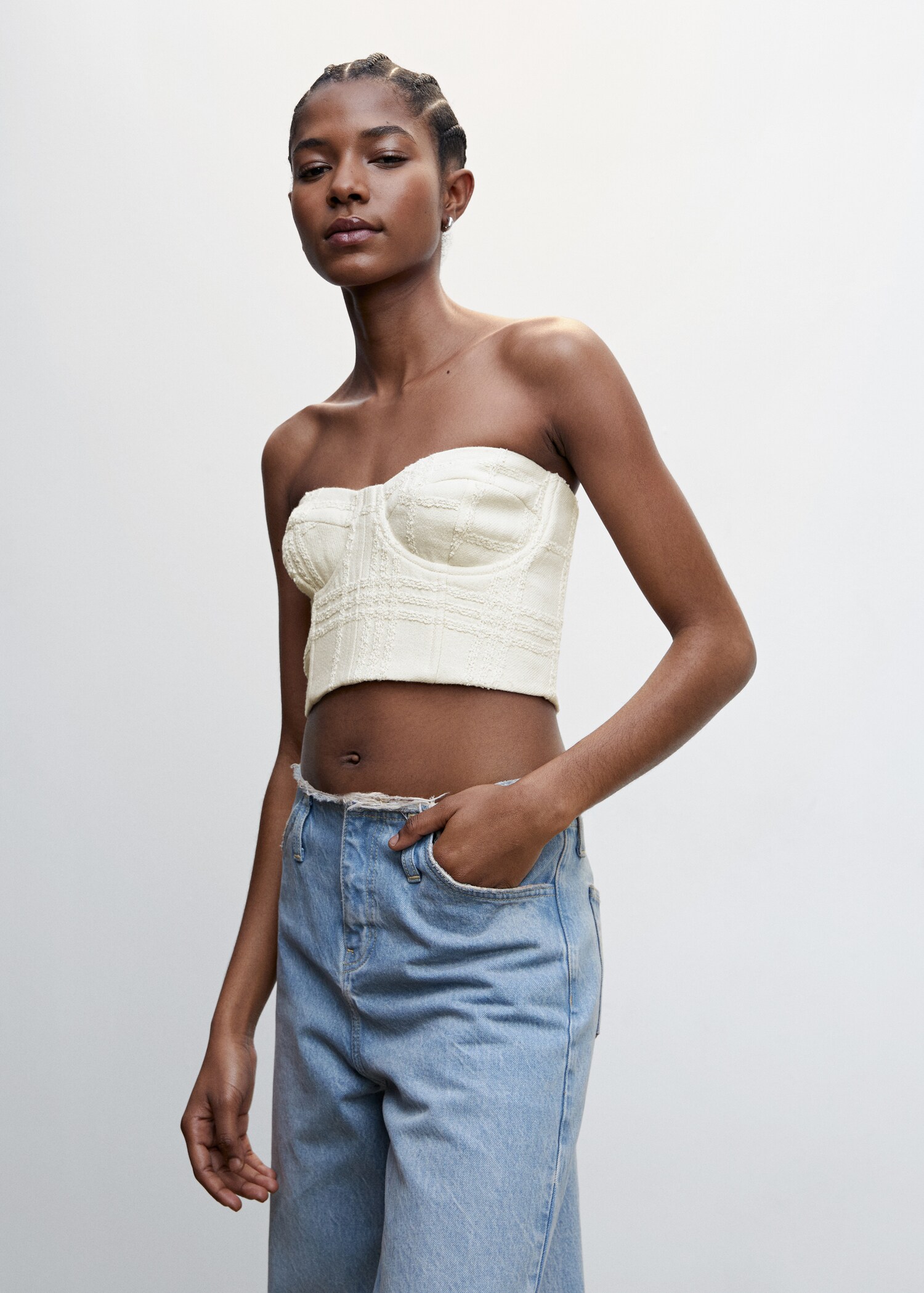 Top style corset texturé - Plan moyen