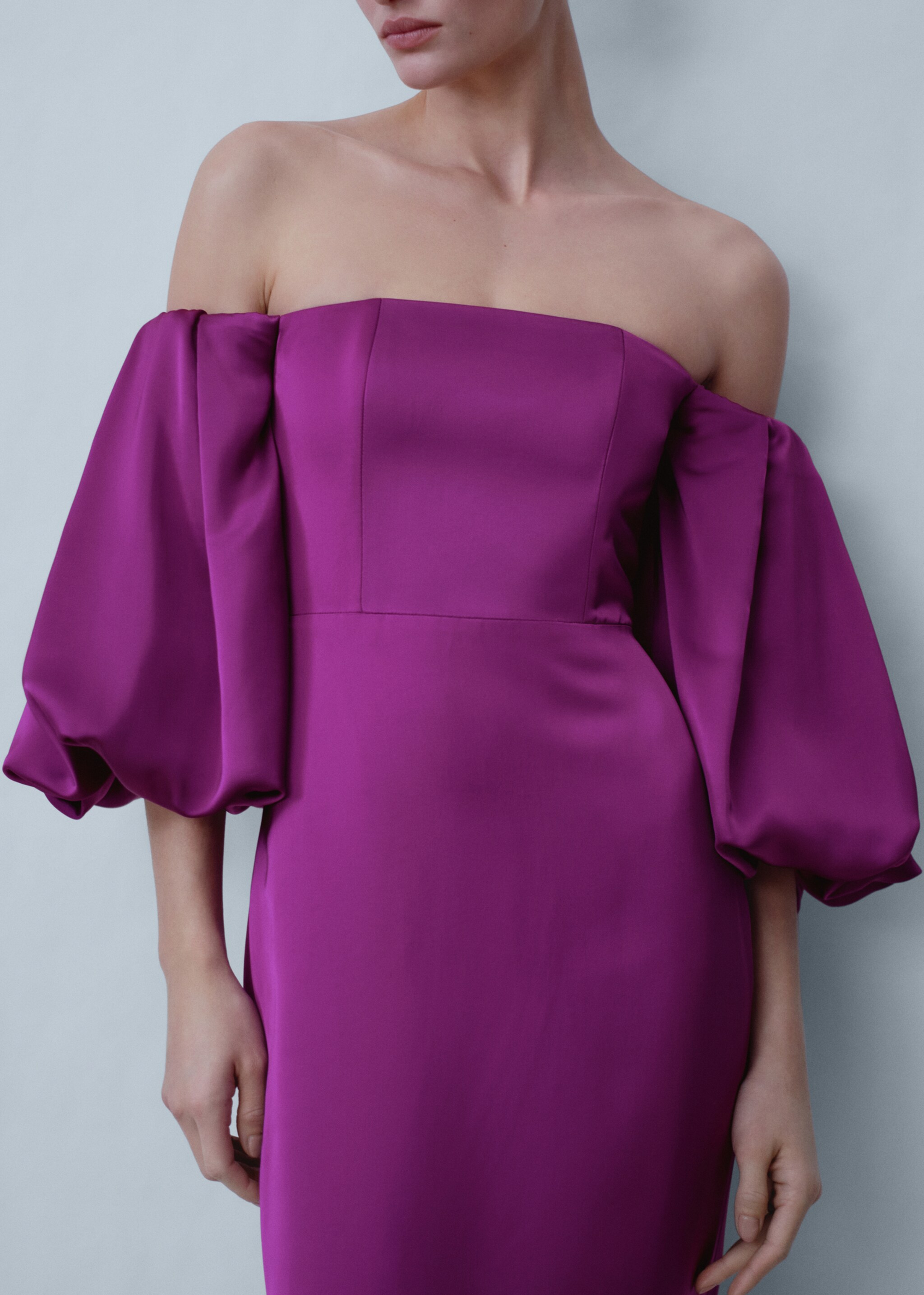 Vestido raso mangas volumen - Detalle del artículo 6