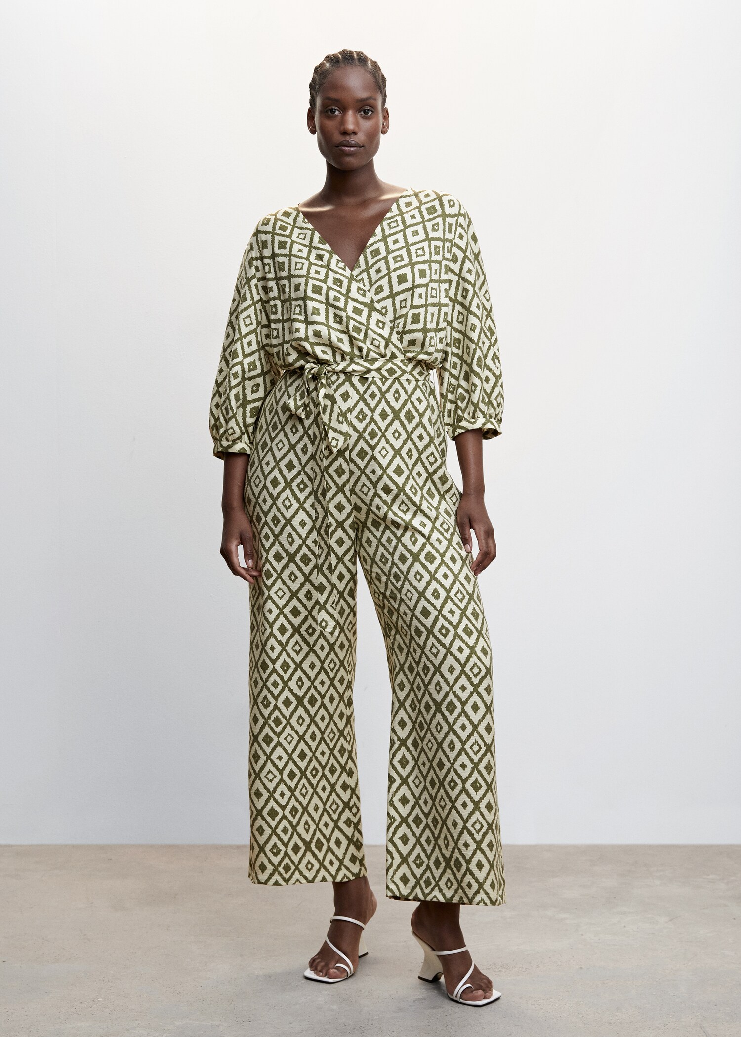 Jumpsuit med geometrisk trykk og bånd - Artikkeldetalj 3