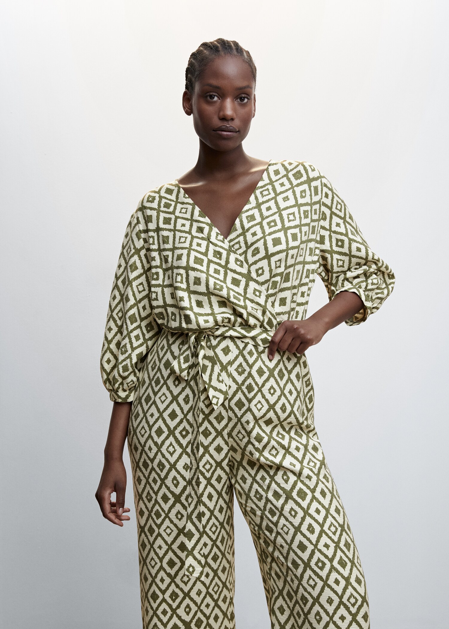 Jumpsuit med geometrisk trykk og bånd - Artikkeldetalj 5