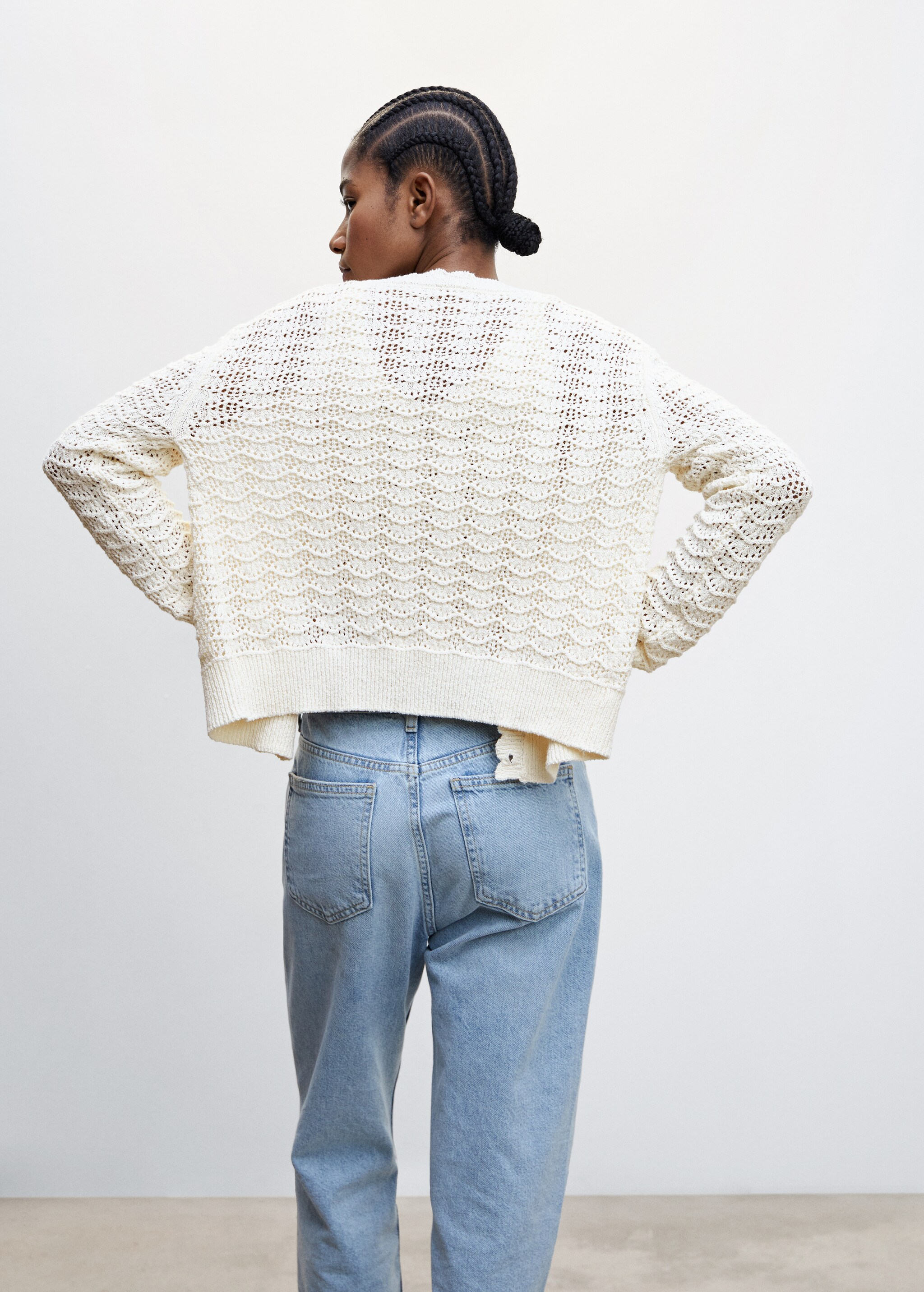 Openwork cardigan with scalloped edges - Reverse of the article