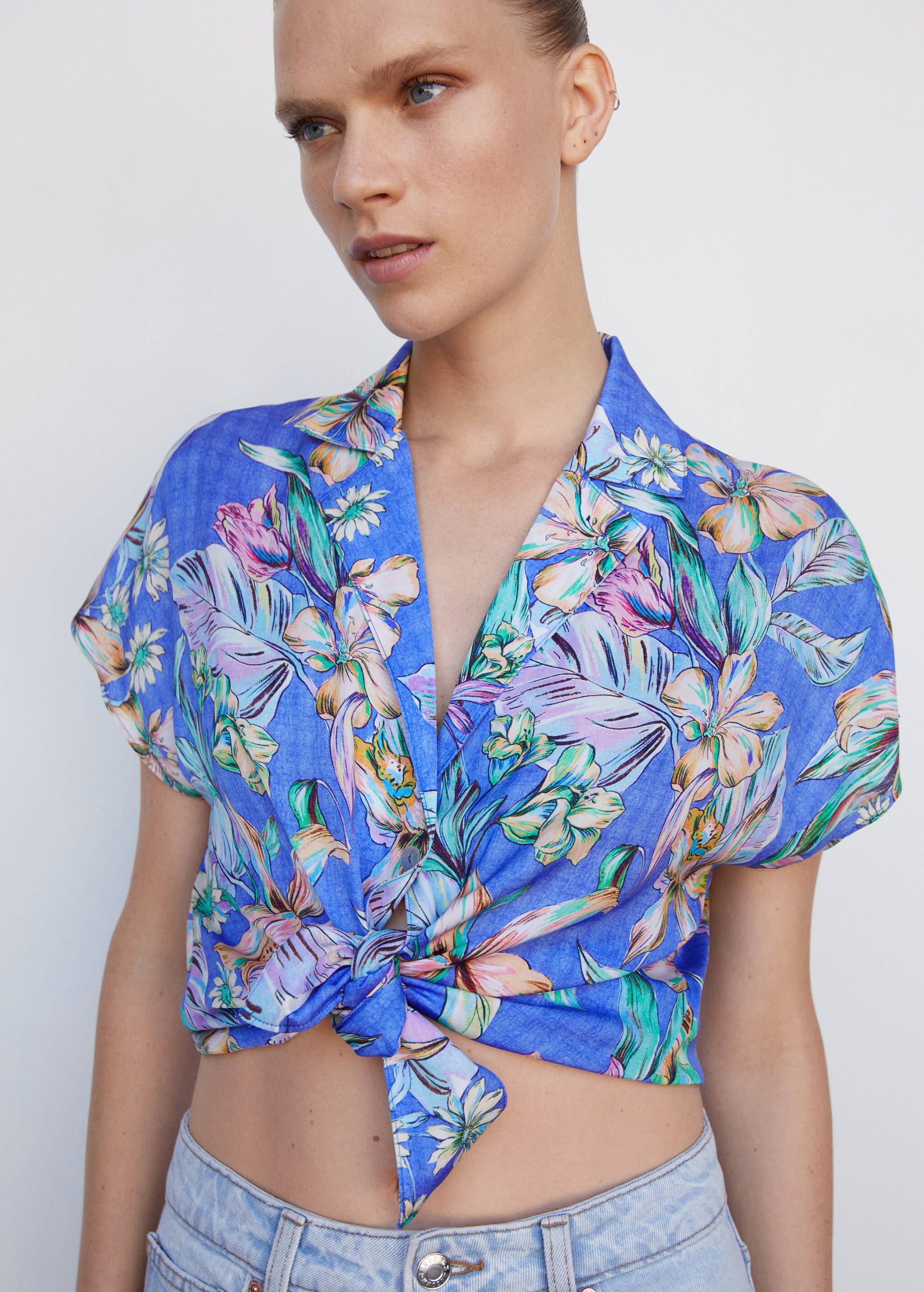 Short sleeve tropical-print shirt - Details of the article 1