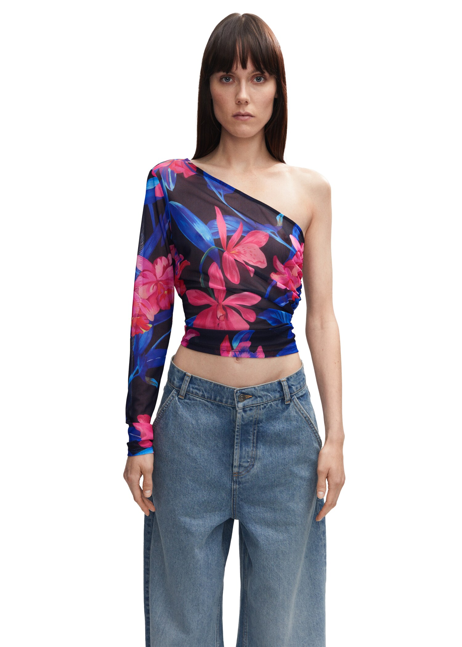 Asymmetrisk topp i chiffon med blomster - Artikkeldetalj 4