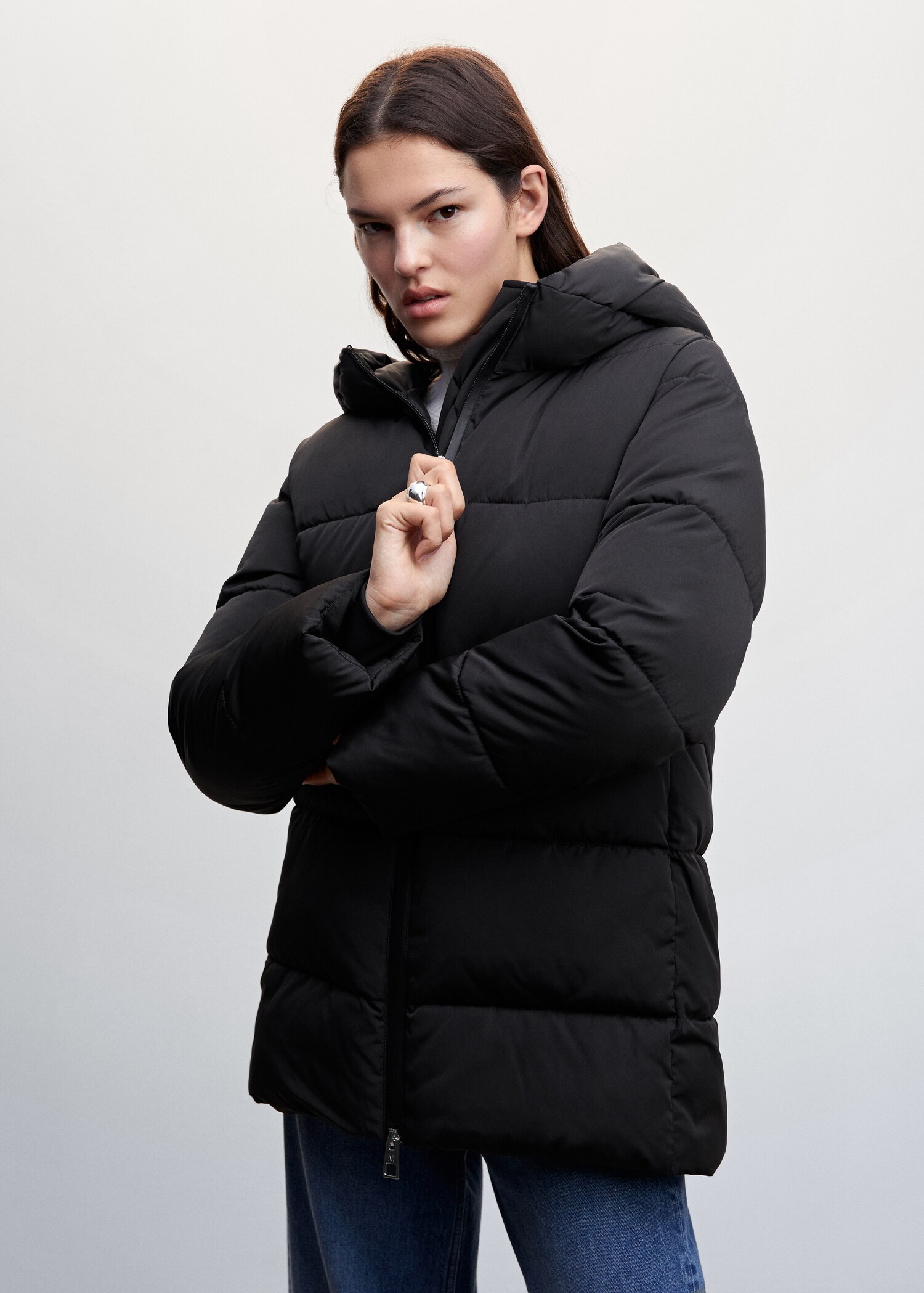 Anorak matelassé capuche - Plan moyen