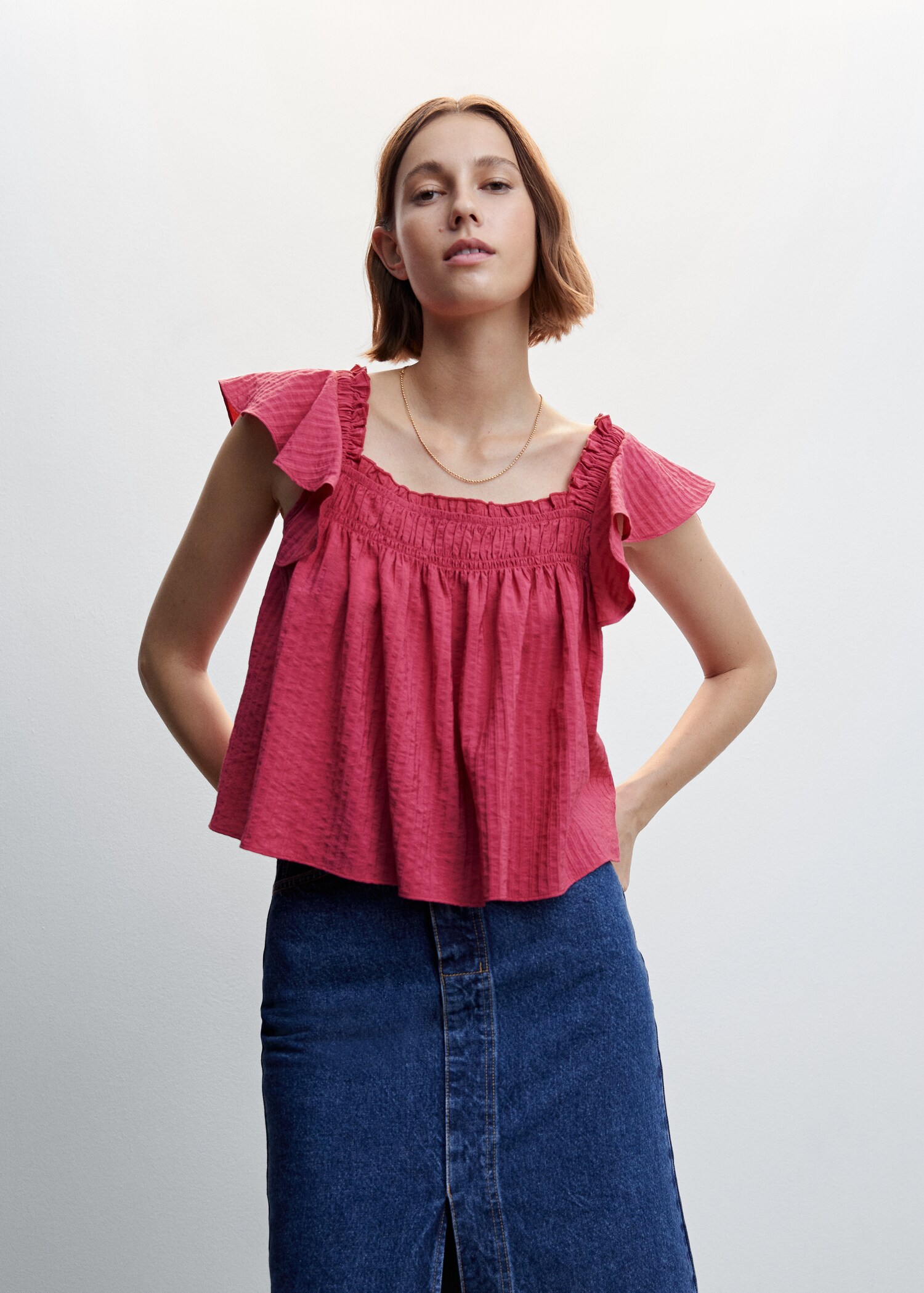 Blouse met streepjestextuur - Middenvlak