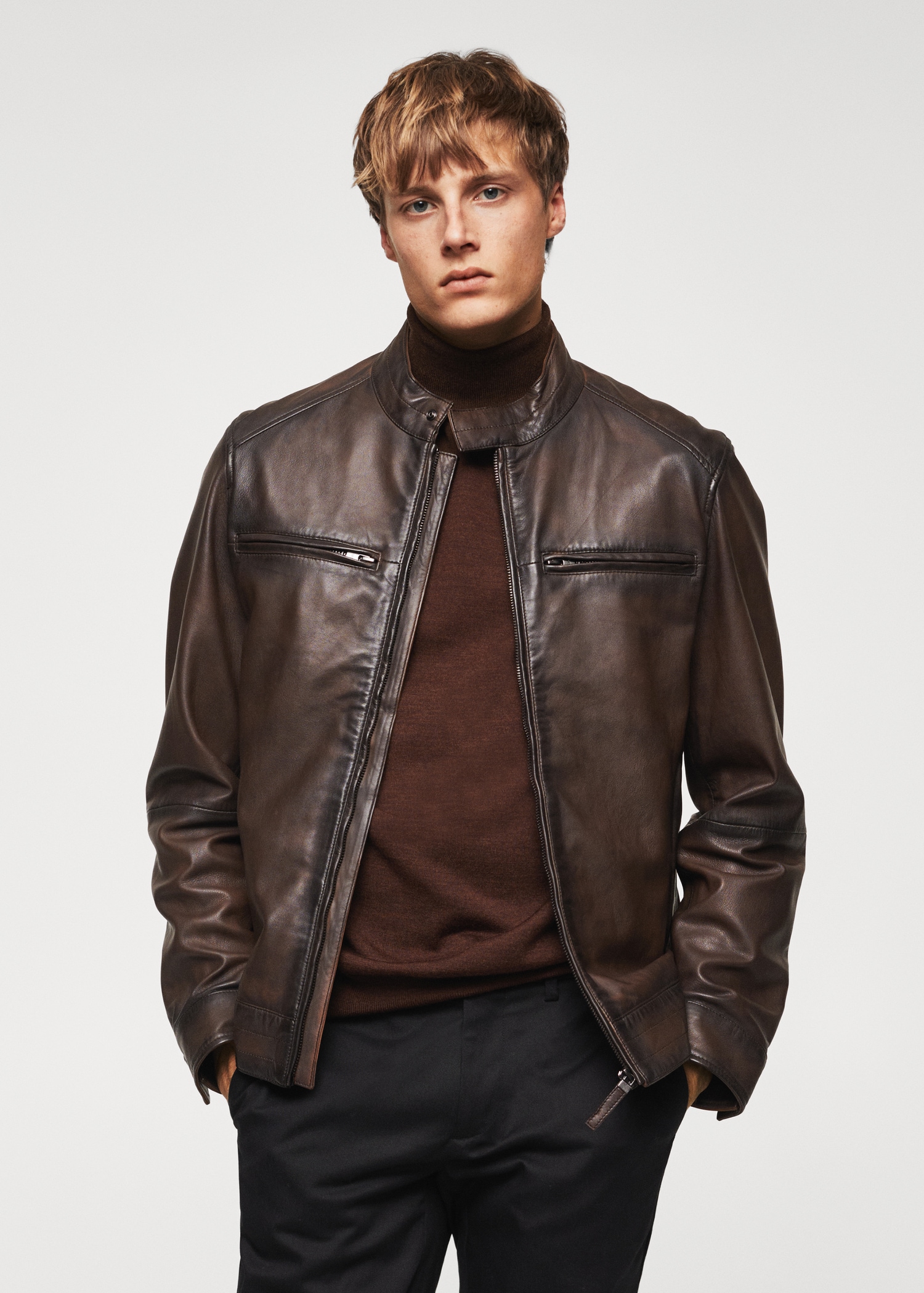 Pocket leather jacket - Main Image