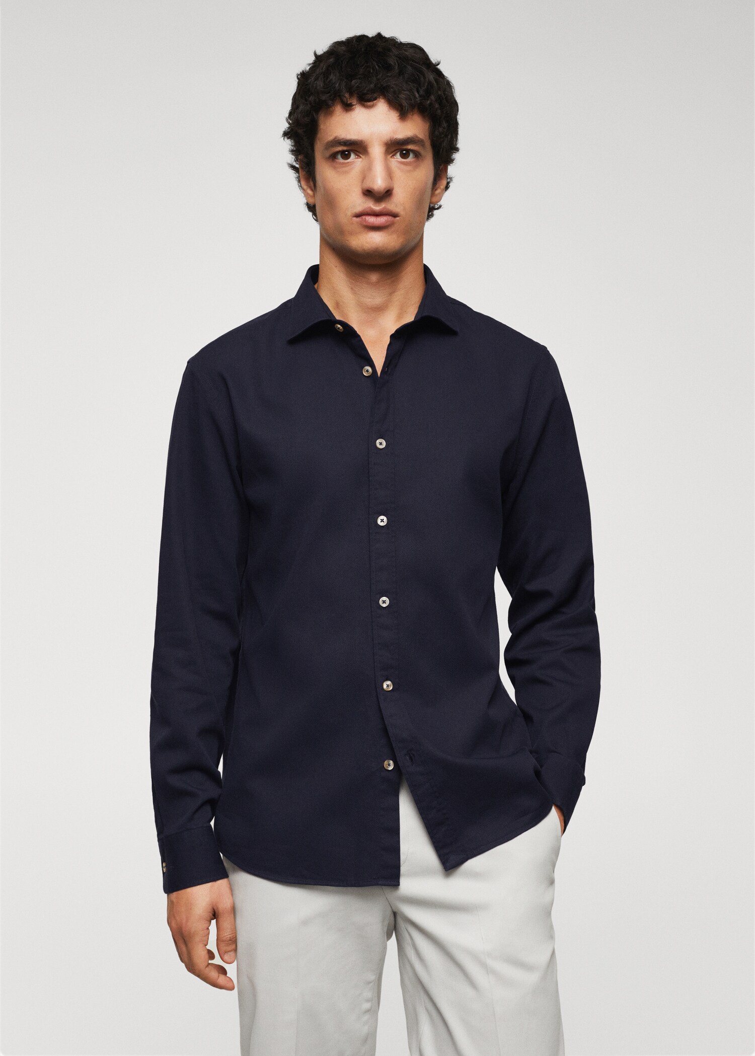 Camisa slim fit algodón estructura - Plano medio