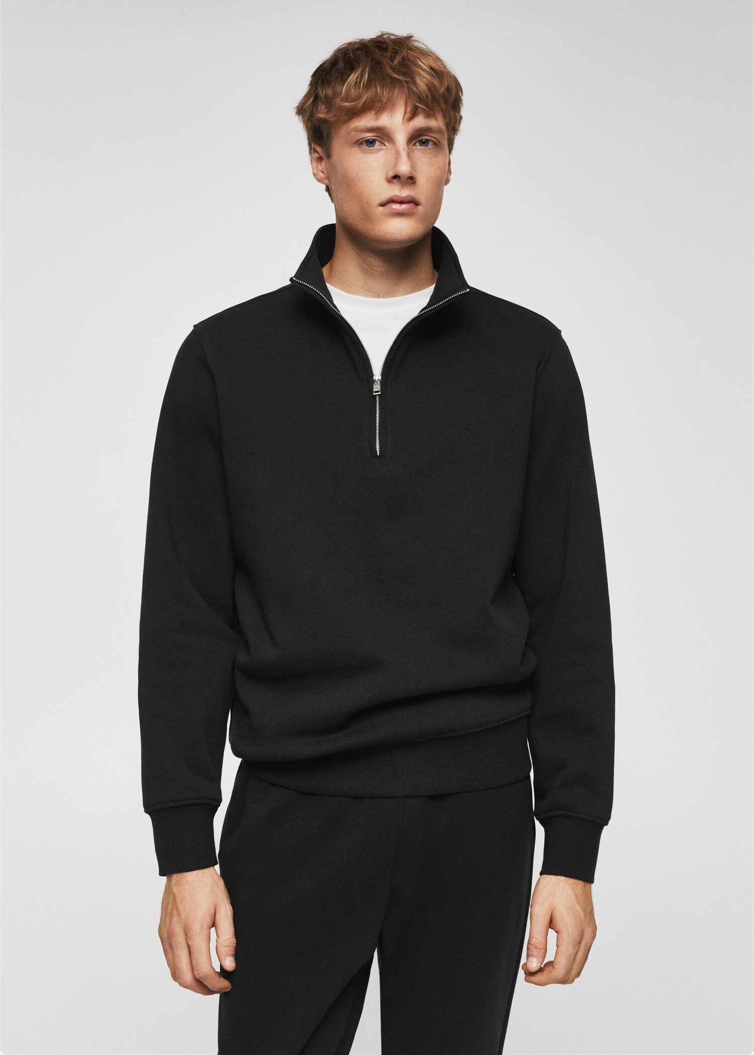 Sweat-shirt coton col zippé - Plan moyen