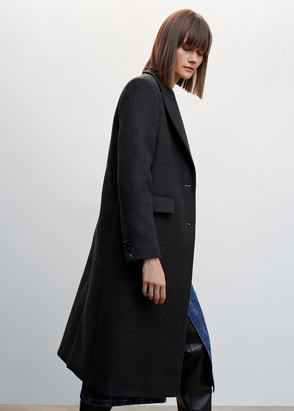 Long fitted wool coat womens hotsell
