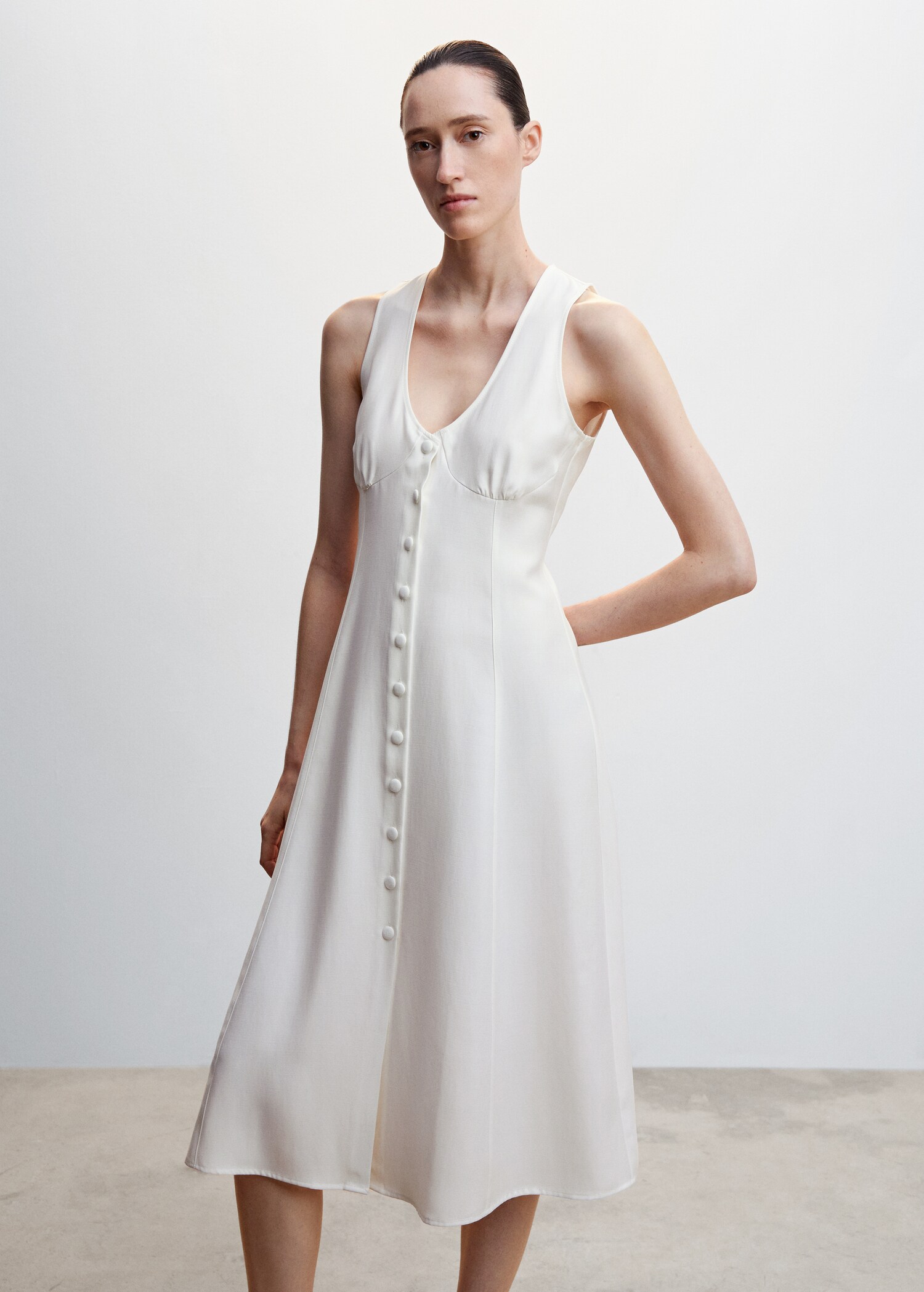 Buttoned bow dress - Medium plane