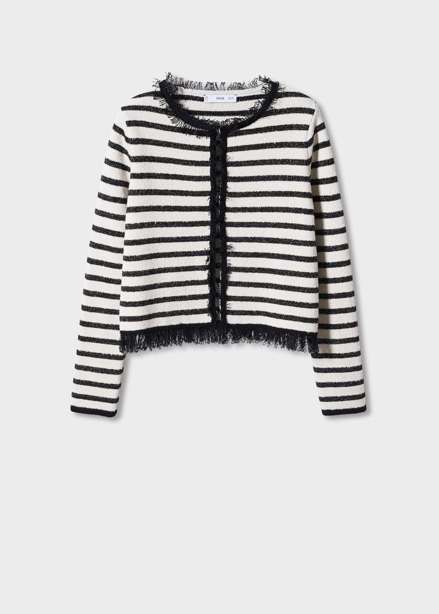 Stripete cardigan med frynser - Artikkel uten modell
