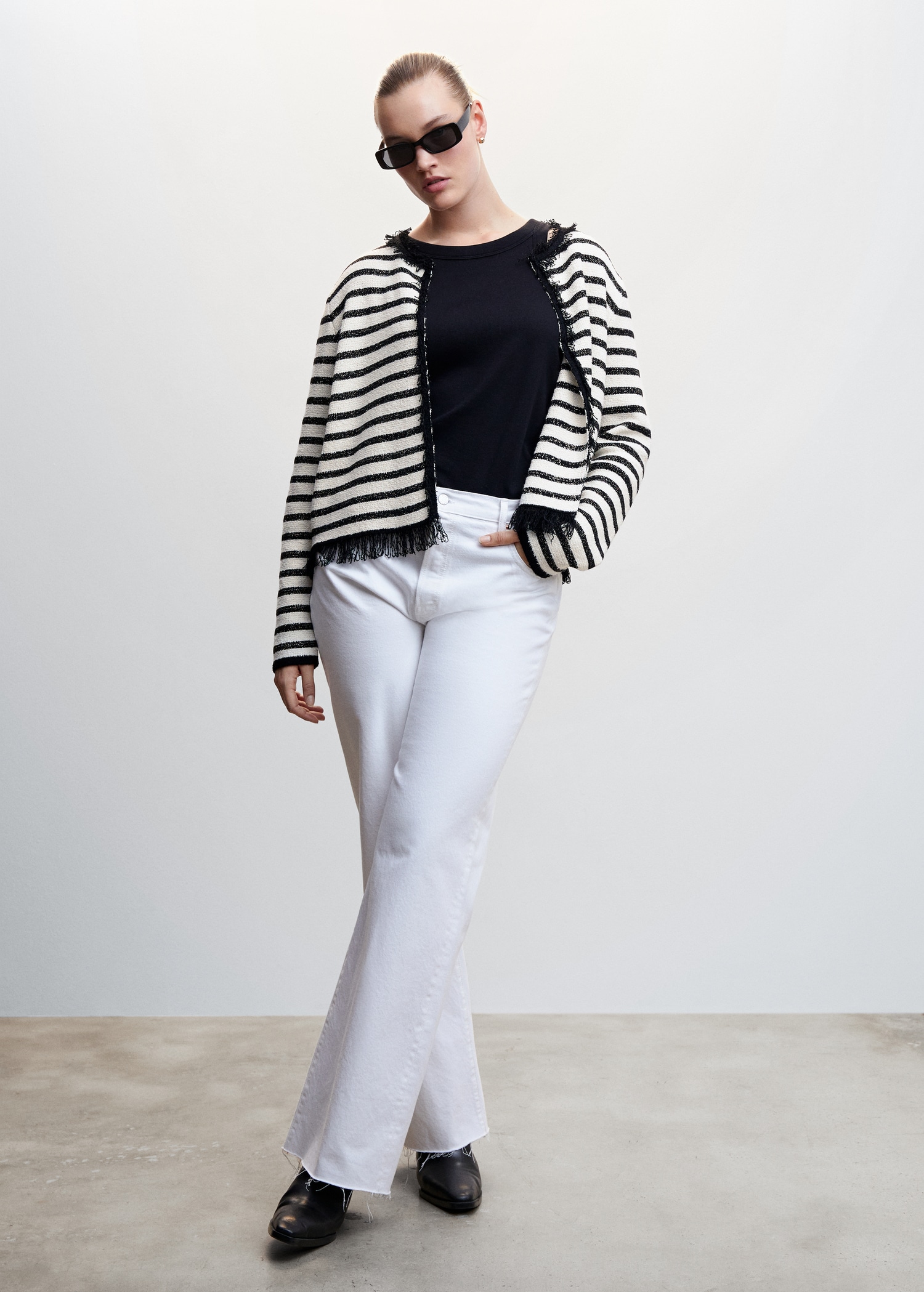 Stripete cardigan med frynser - Artikkeldetalj 3