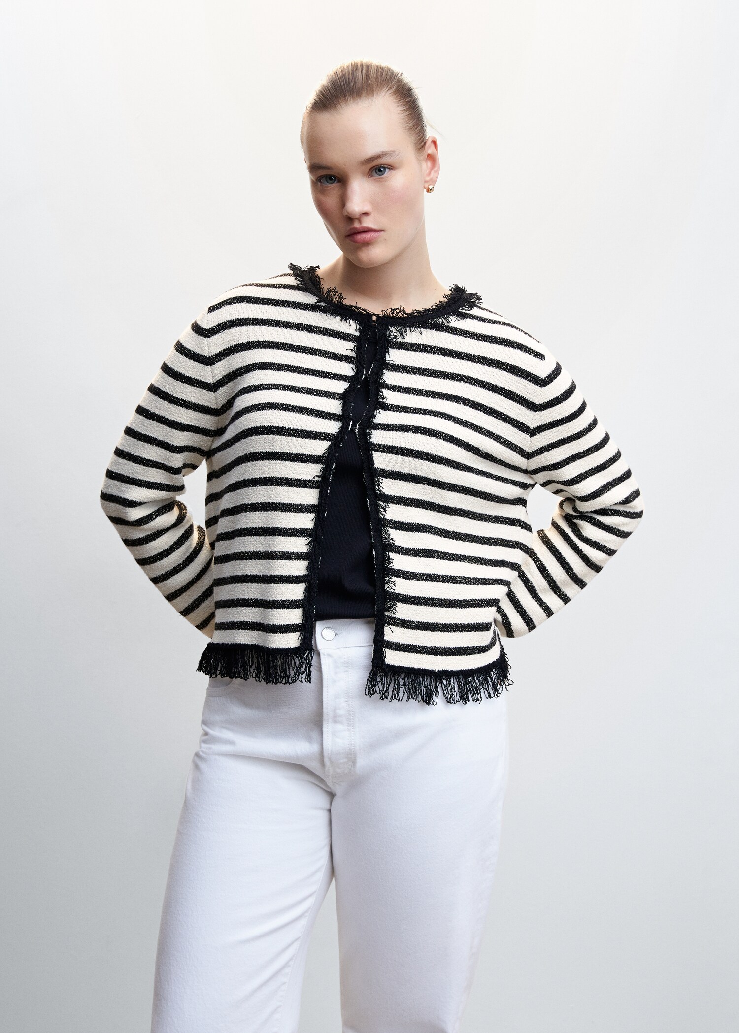 Stripete cardigan med frynser - Artikkeldetalj 5