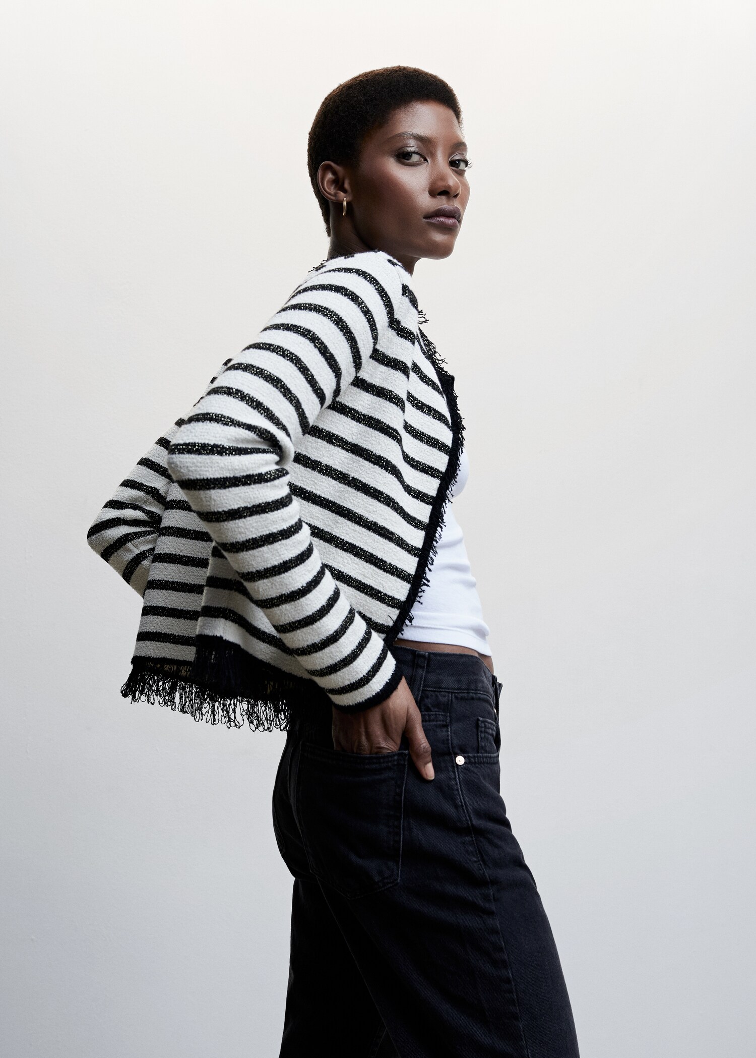 Stripete cardigan med frynser - Artikkeldetalj 6