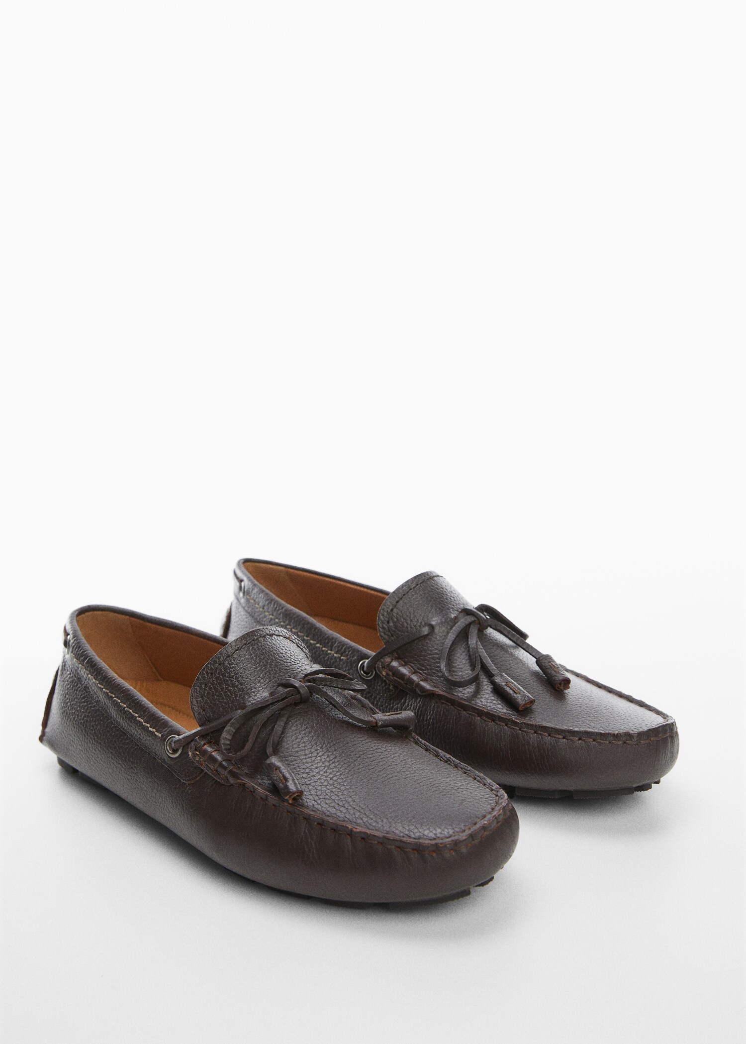 Mocassins cuir pompons - Plan moyen