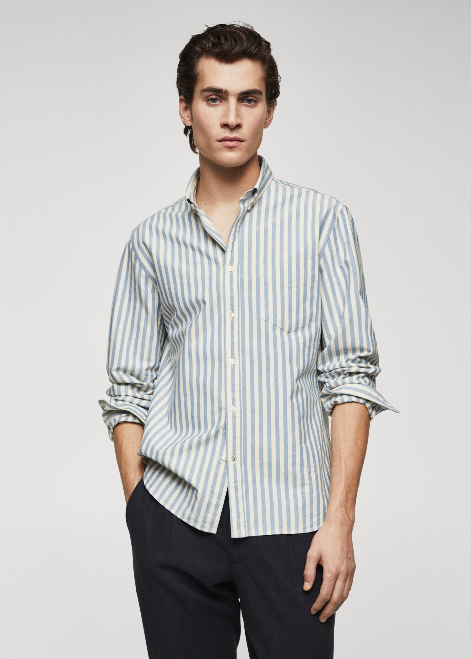 Chemise 100 % coton rayures - Plan moyen