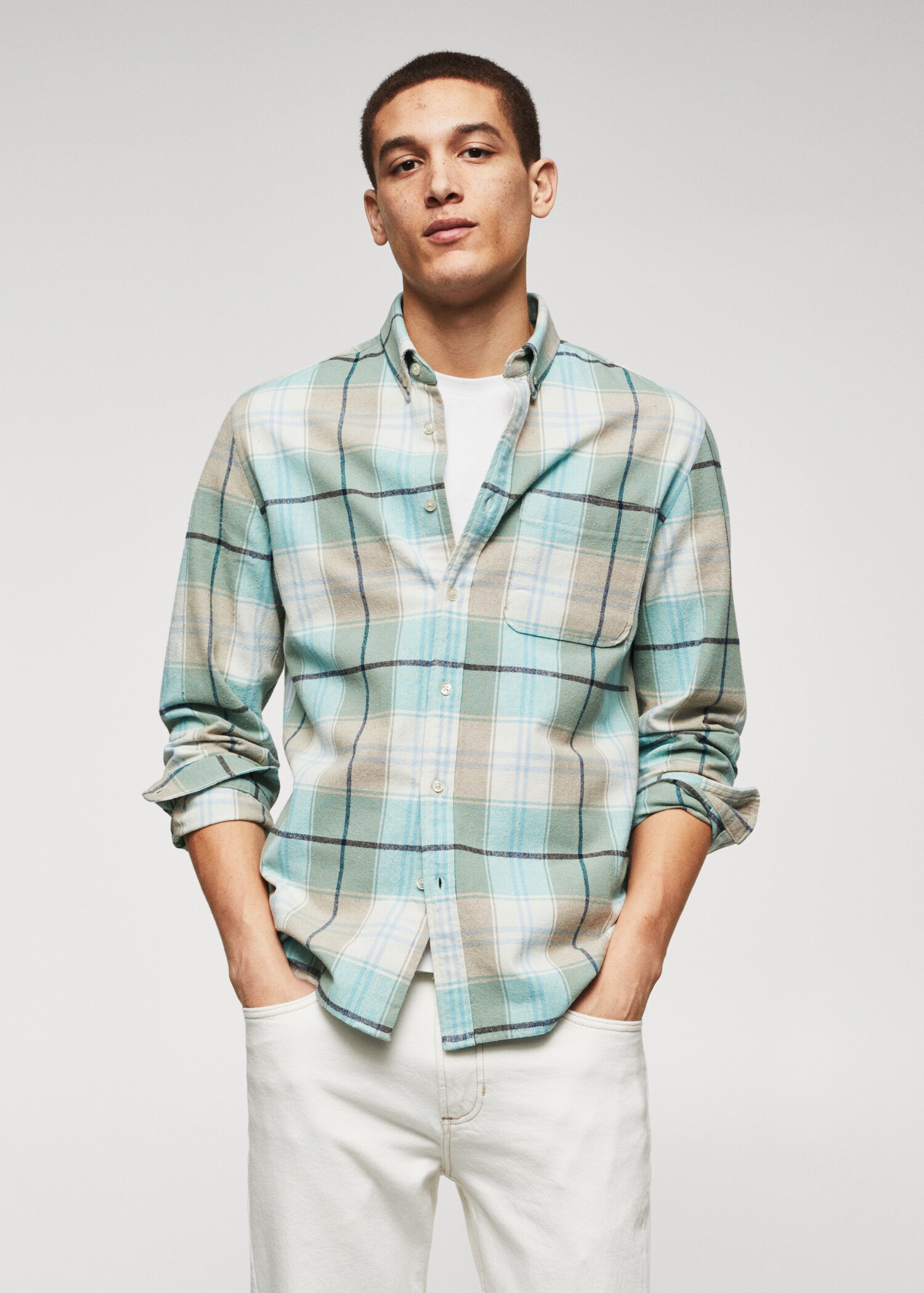 Regular fit check cotton shirt - Medium plane