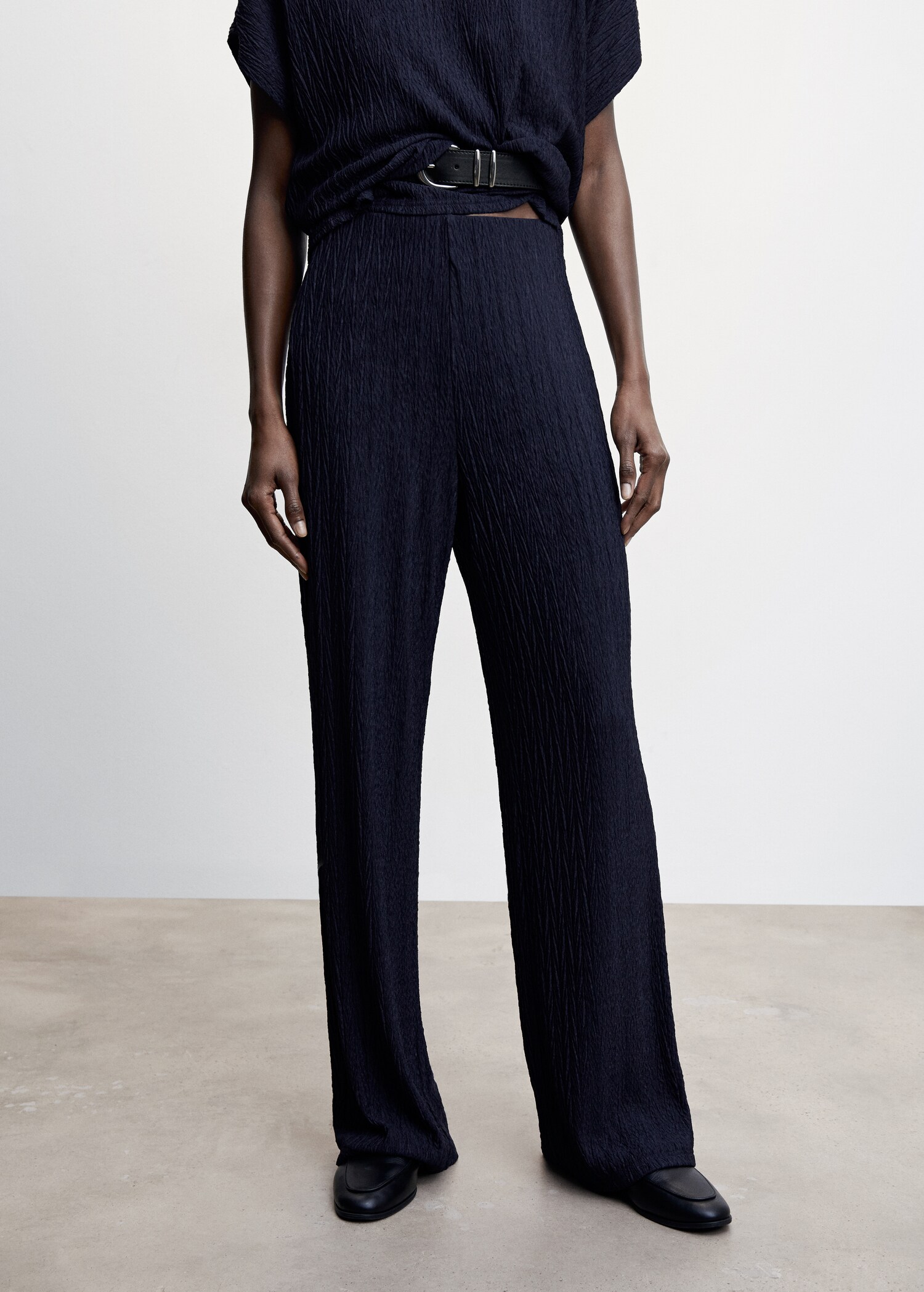 Textured palazzo trousers - Medium plane