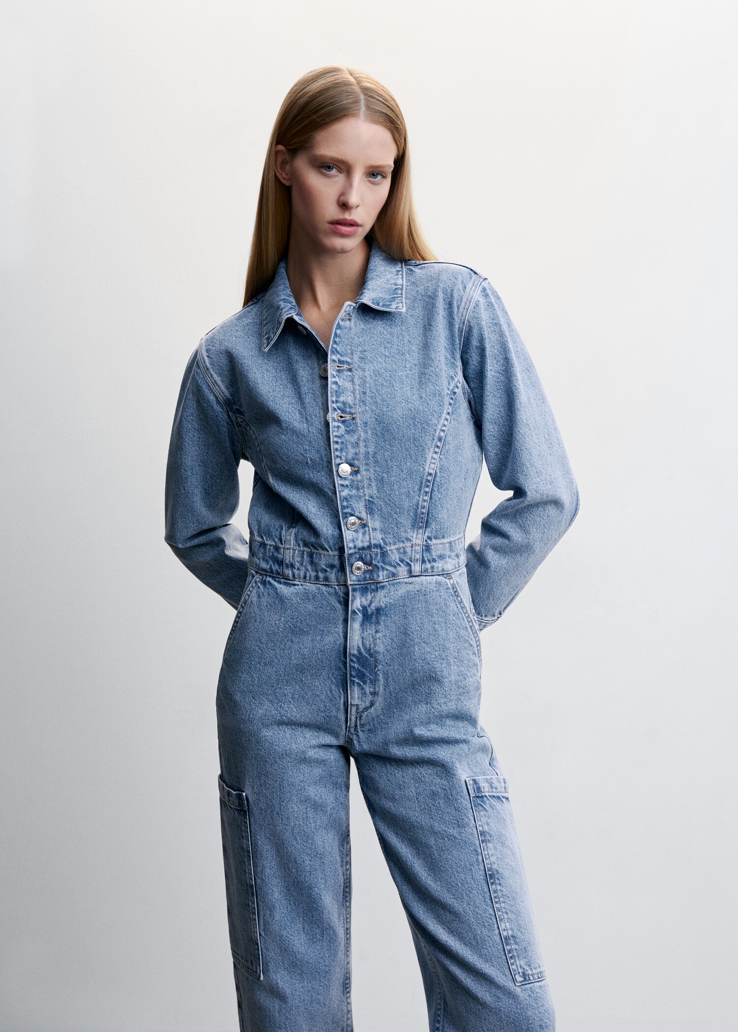 Denim cargo jumpsuit - Medium plane