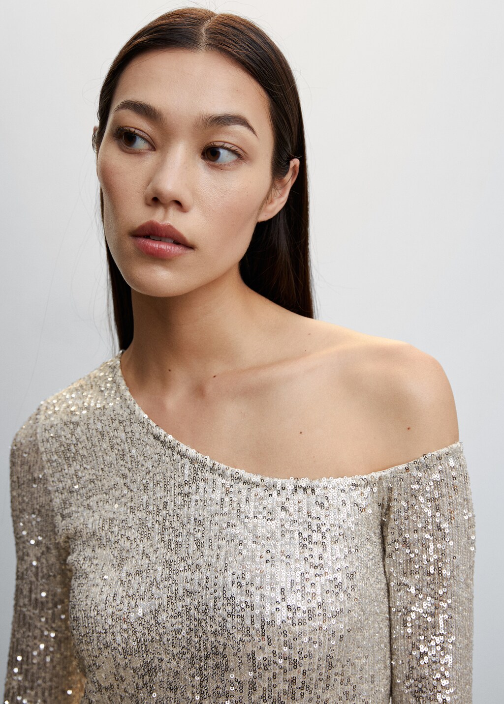 Robe asymetrique sequins Femme MANGO Maroc