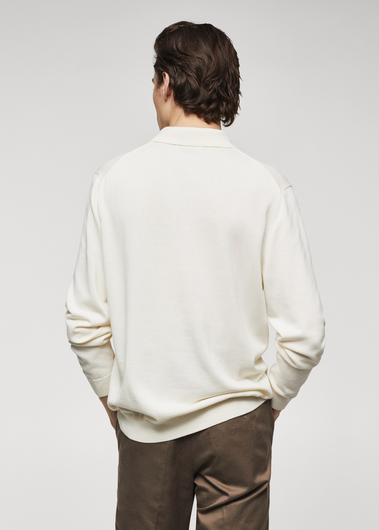 Long-sleeve knitted polo shirt - Reverse of the article
