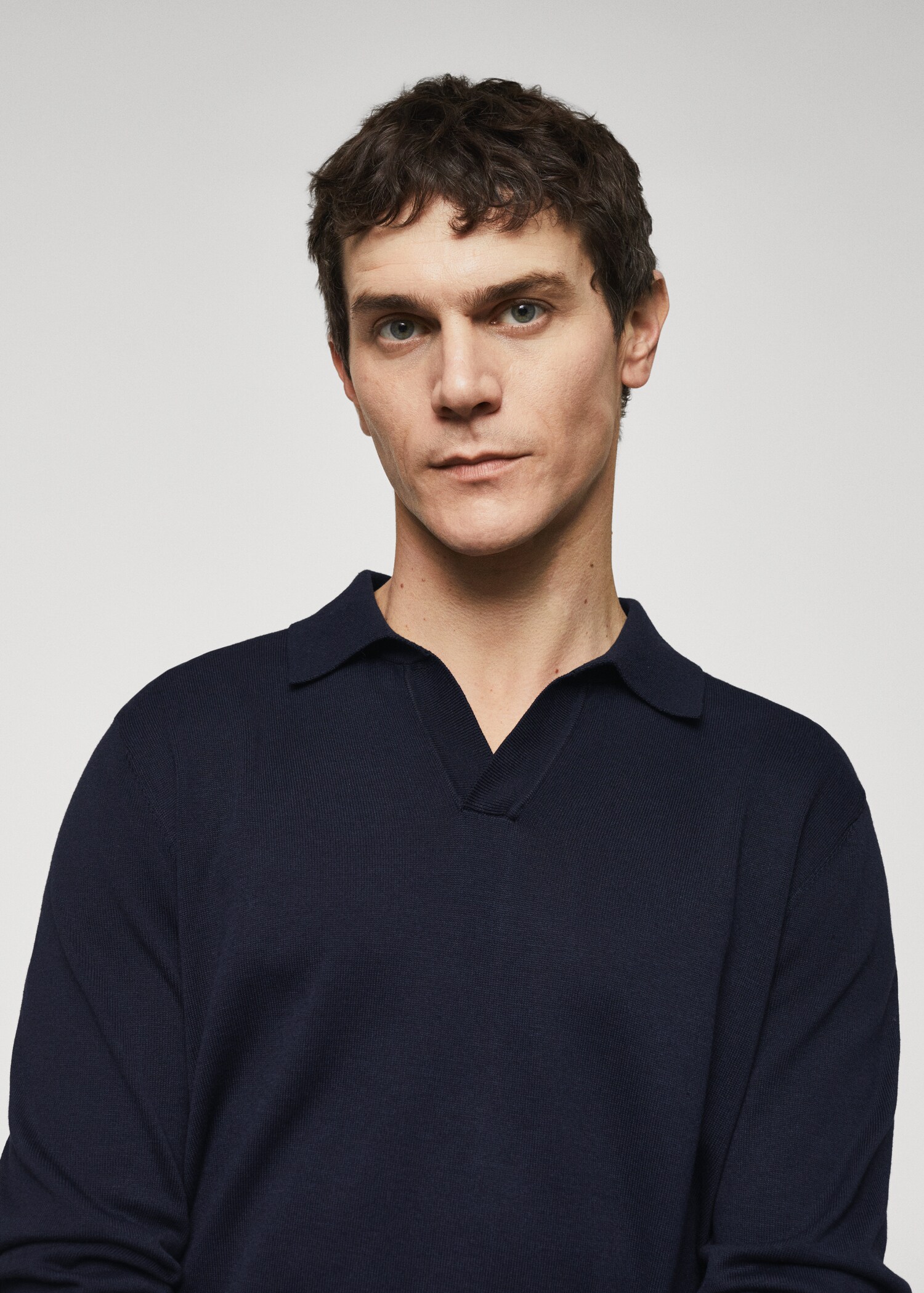 Long-sleeve knitted polo shirt - Details of the article 1