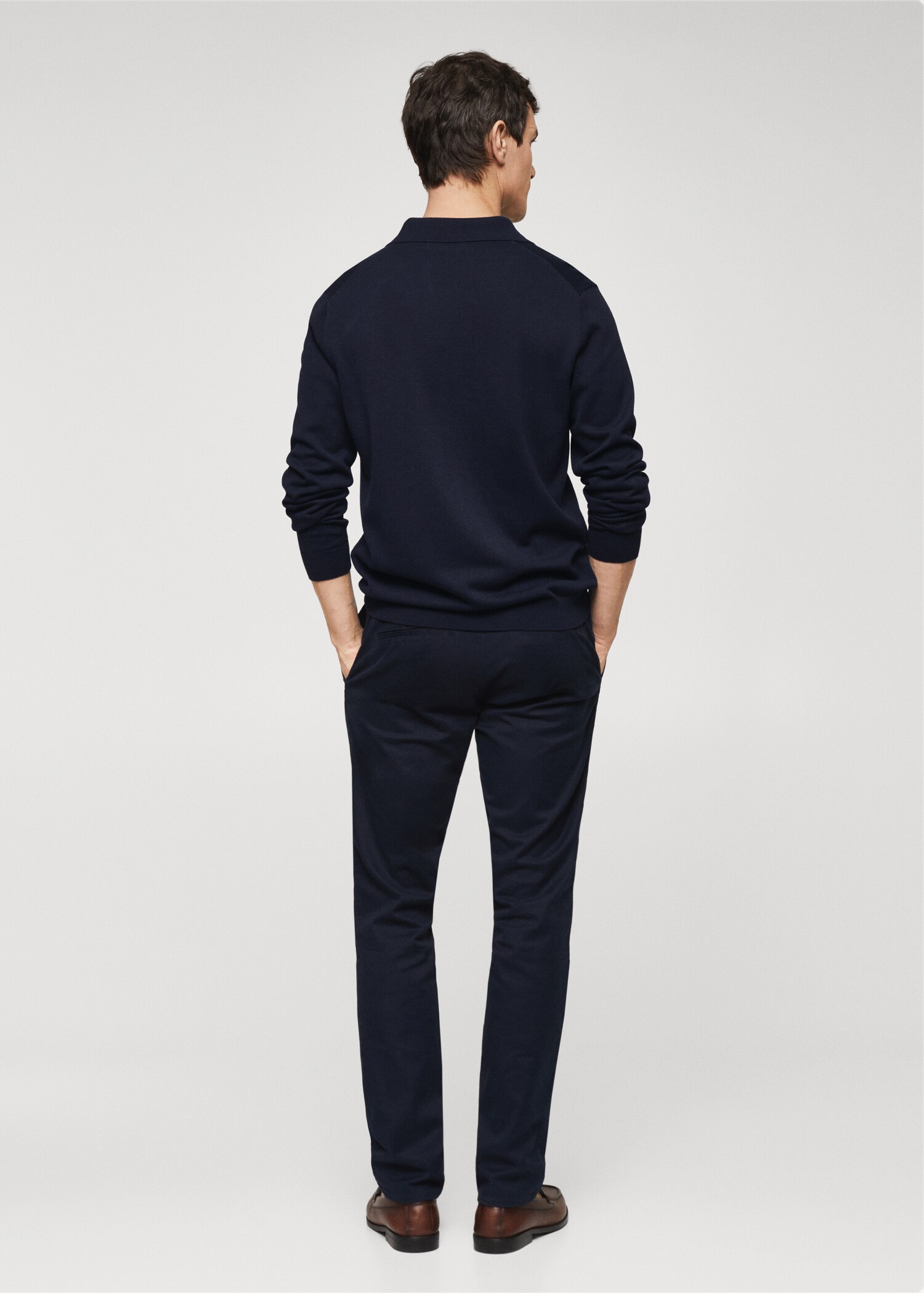 Long-sleeve knitted polo shirt - Reverse of the article