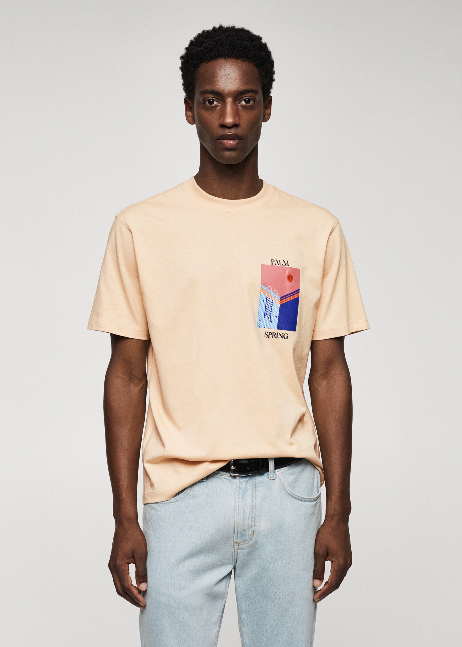 Gemustertes T-Shirt aus 100 % Baumwolle - Mittlere Ansicht