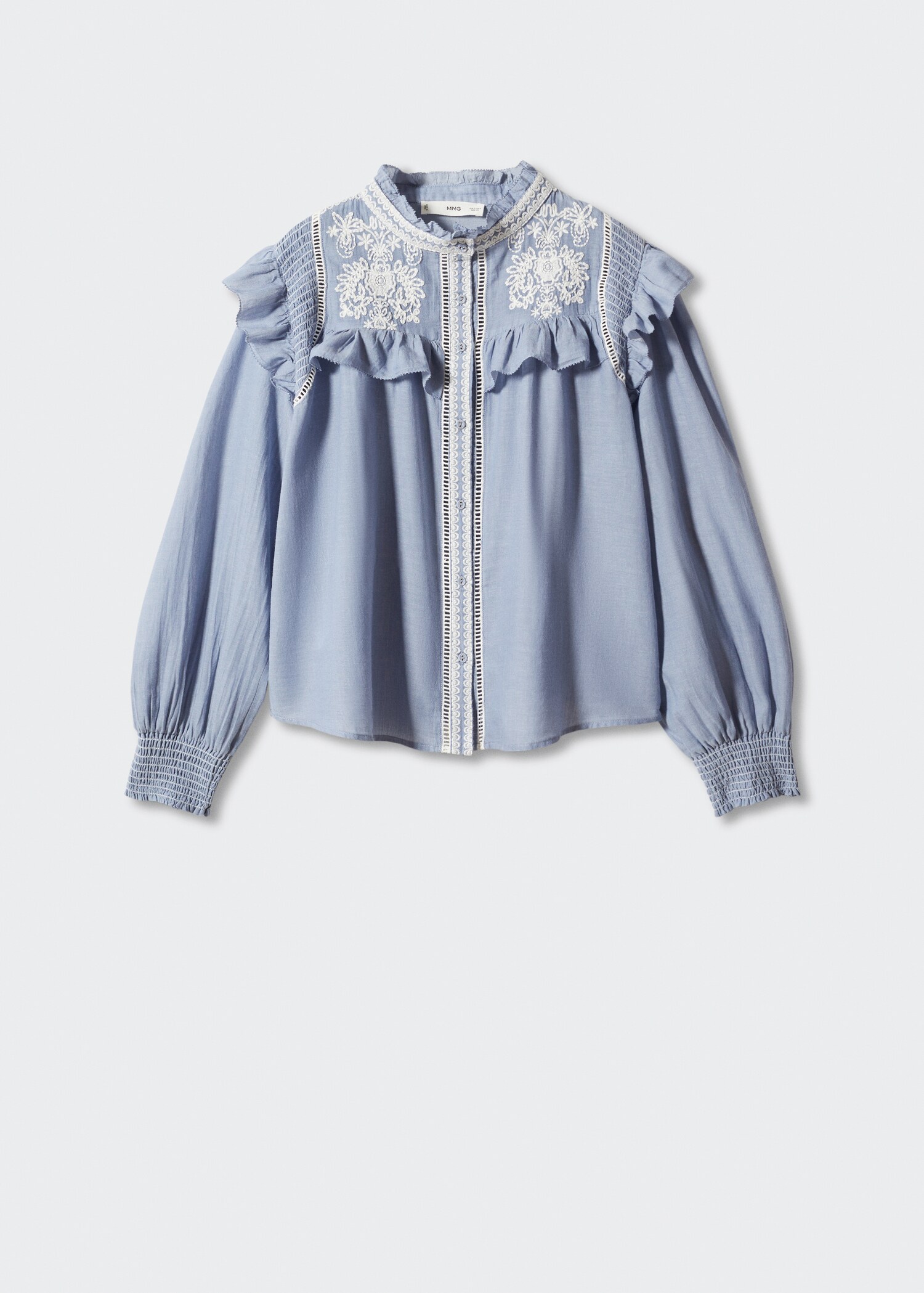 Ruffled embroidered shirt - Article without model