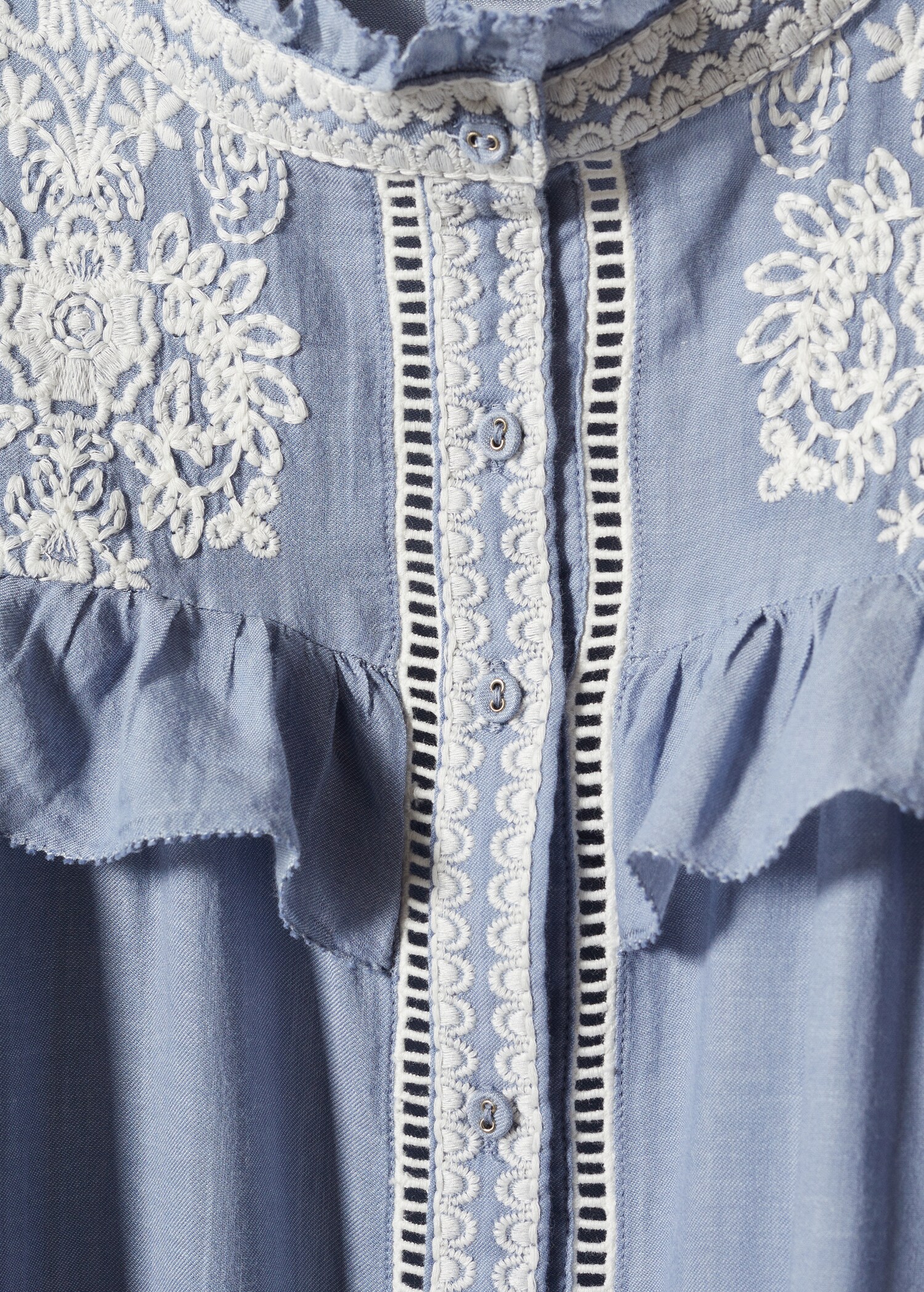 Ruffled embroidered shirt - Details of the article 8
